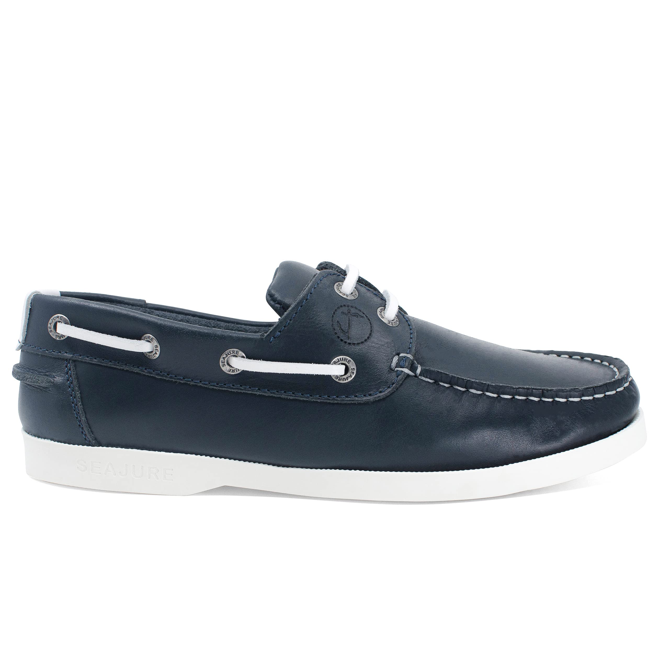 Seajure Chaussures Bateau pour Femme Cannon en Cuir Bleu Marine