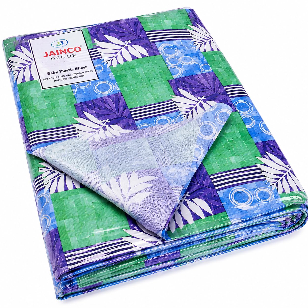 Baby Plastic Sheet/Bed Protecting Mat/Rubber Sheet/Mattress Protector, Waterproof Bed Sheet (75x72 inch) PVC (Multicolor Check)-image-32