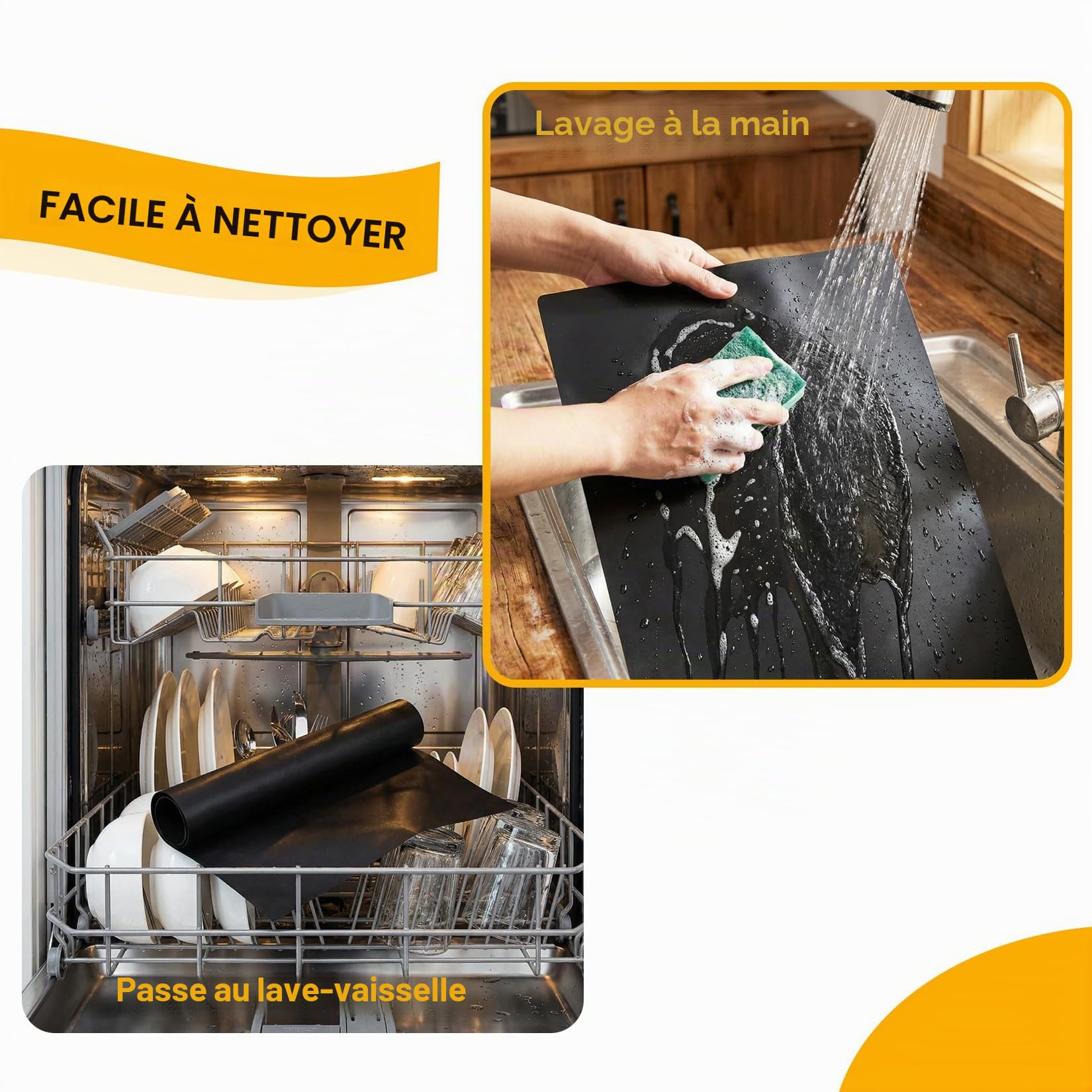 Tapis de Four Réutilisables Anti-adhésif 40 x 33 cm Protection Fond de Four pour Grill Gaz Électrique