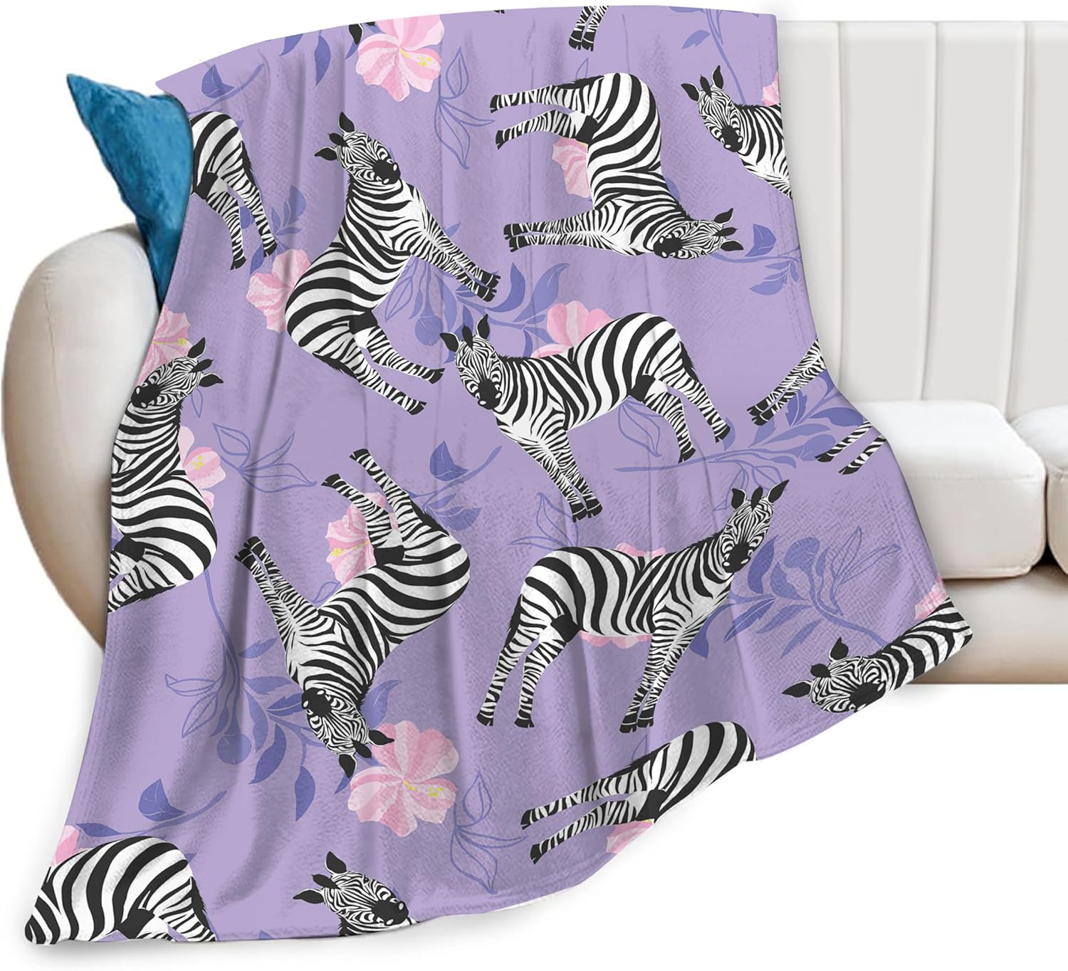 Zebra Blanket for Women Girls Soft Cozy Zebra Stuff Decor