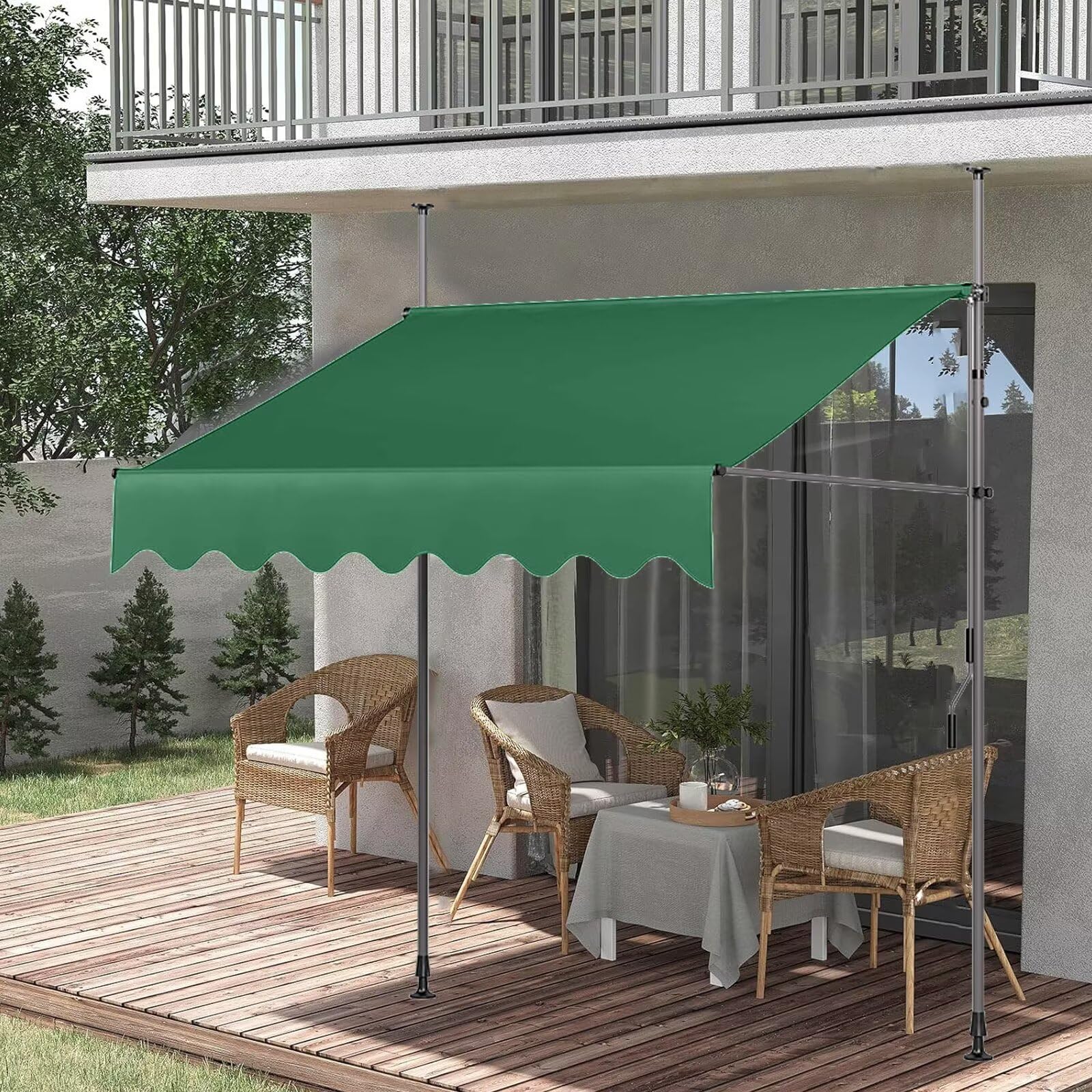 Amazon | オーニングテント つっぱり式 サンシェード 巻き取り式日よけ