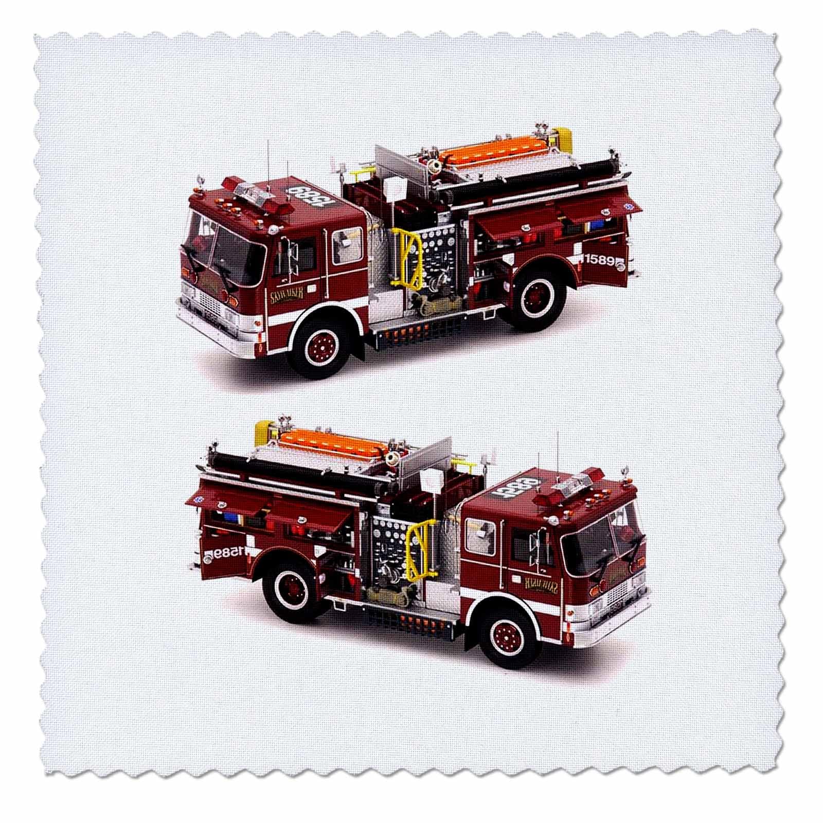 10x10 inch Quilt Square - Fire Truck Trucks