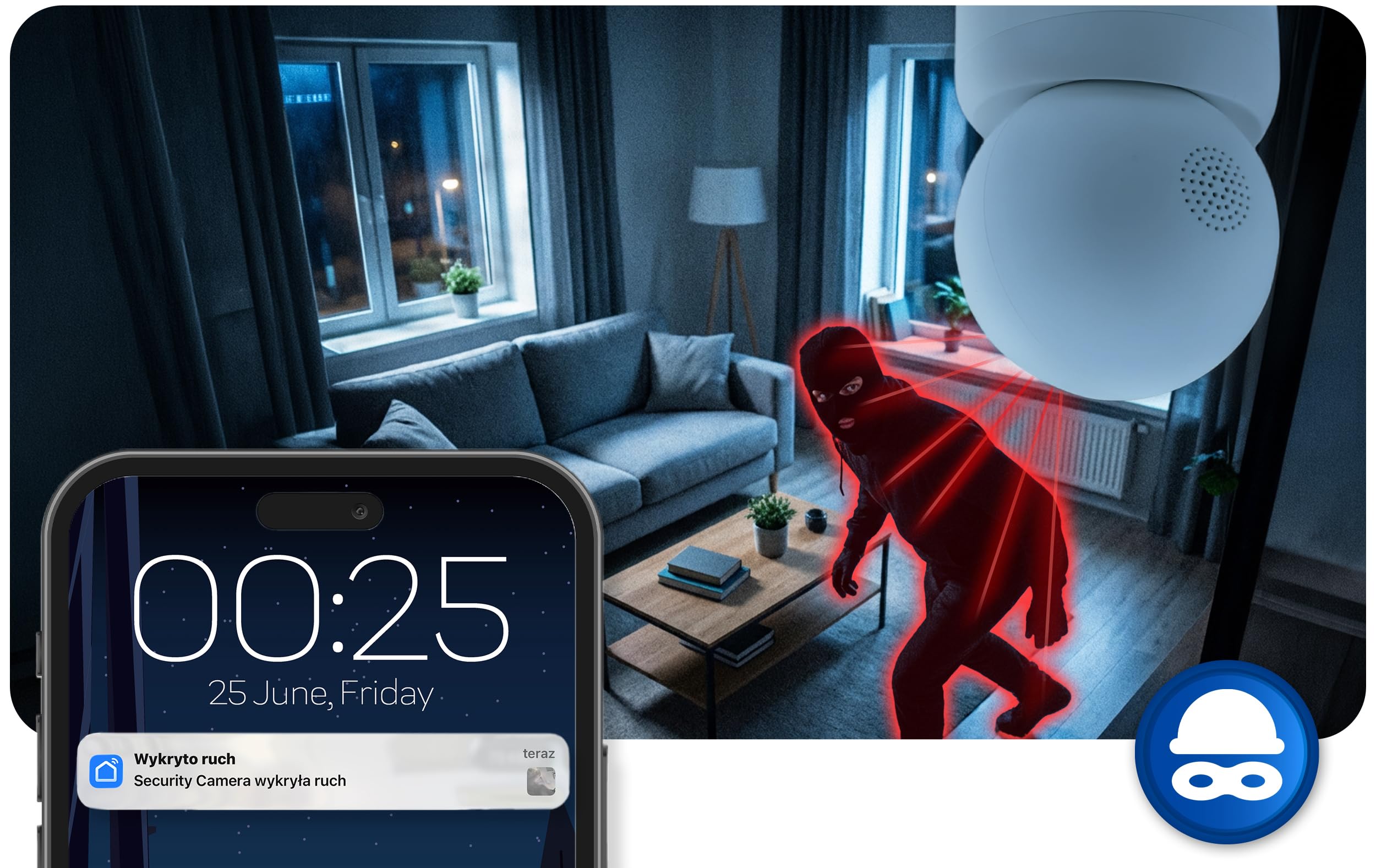 Berdsen Tuya - Cámara IP WiFi 3MP Monitor de bebé con cámara - Giratorio 355°/59° - Modo Nocturno, 4 LED IR, detección de Movimiento, Audio bidireccional, MicroSD