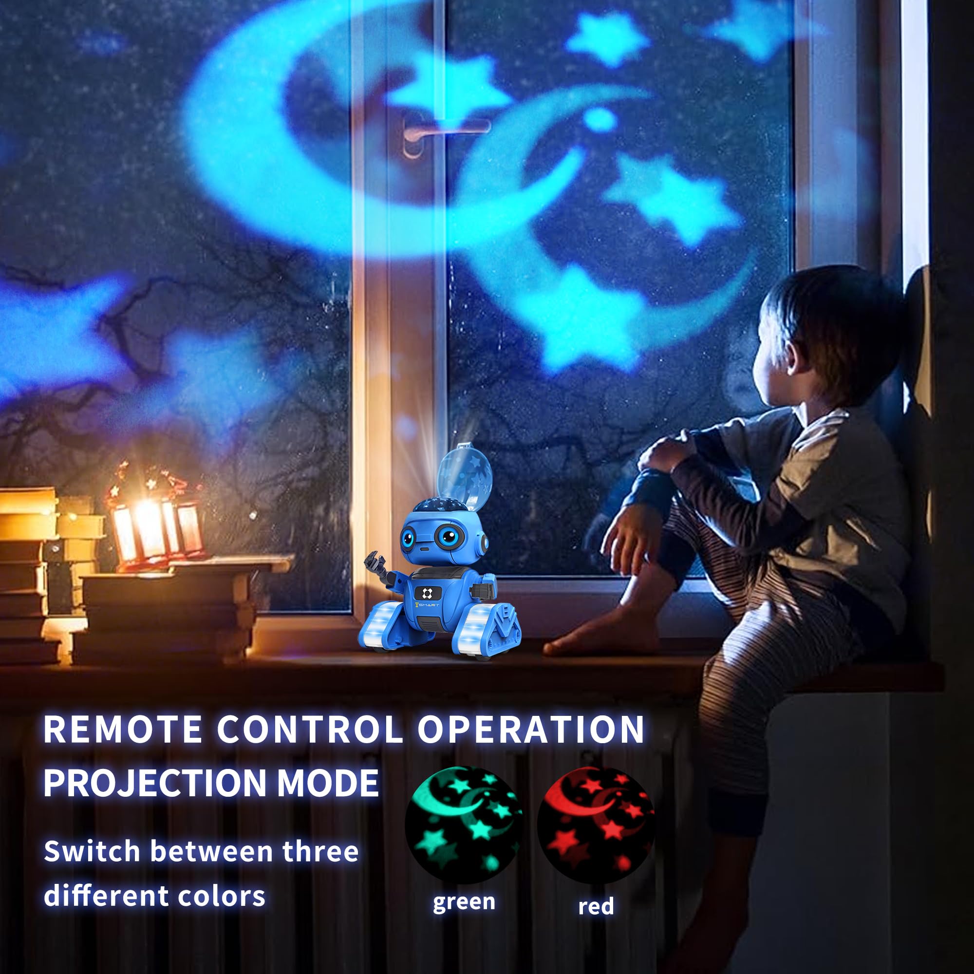 Roboter Spielzeug für Kinder – Wiederaufladbar, LED-Augen und Musik, RC-Roboter mit Gestensensor für ab 3 4 5 6 7 8 9 10 Jahre Jungen Geschenk （Blau）