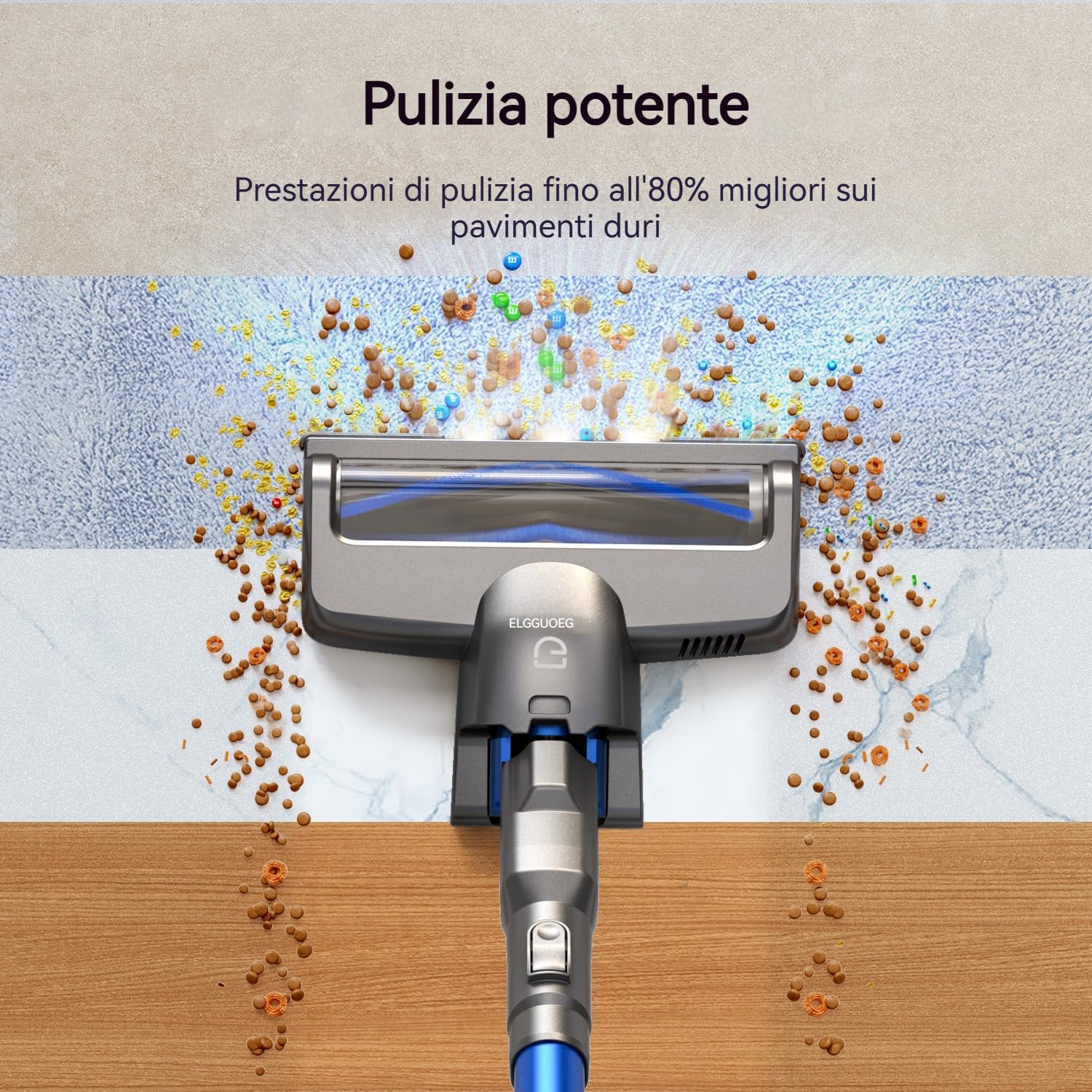 Greenote Aspirapolvere Senza Fili, 22kpa Scopa Elettrica Senza Fili Potente con Motore Brushless, 30Min Batteria Rimovibile Aspirapolvere senza Sacco Leggero per Pavimenti/Tappeti/Casa