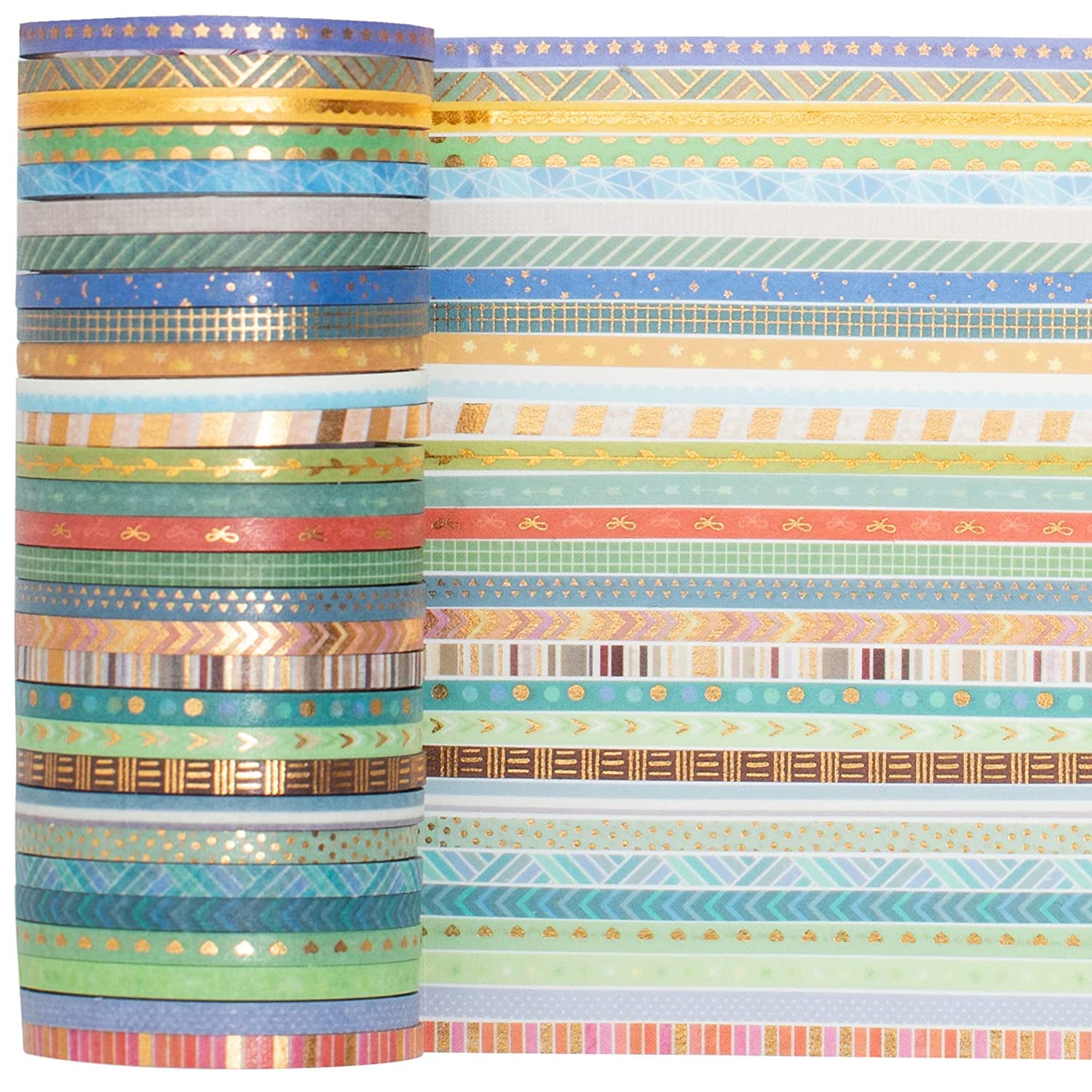 Craft Tape Set Super Skinny Washi Tape Set - 80 Rolls With Gold Foil ...