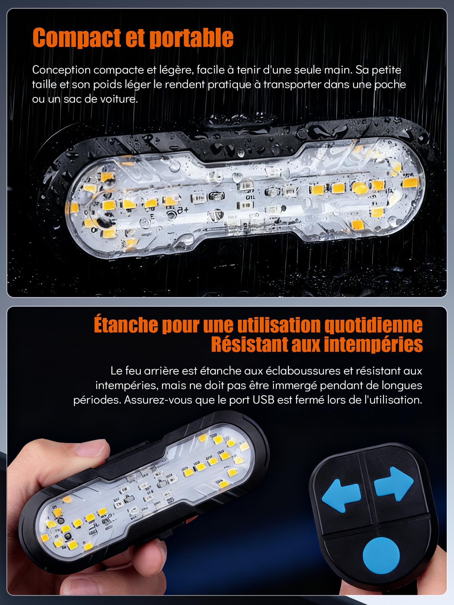 Clignotant de Vélo avec Télécommande,Résistant à l'eau Feu Arrière de Vélo avec Klaxon Bell 70dB,6 Modes D'éclairage Rechargeable par USB,Accessoires Vélo VTT pour Cyclisme