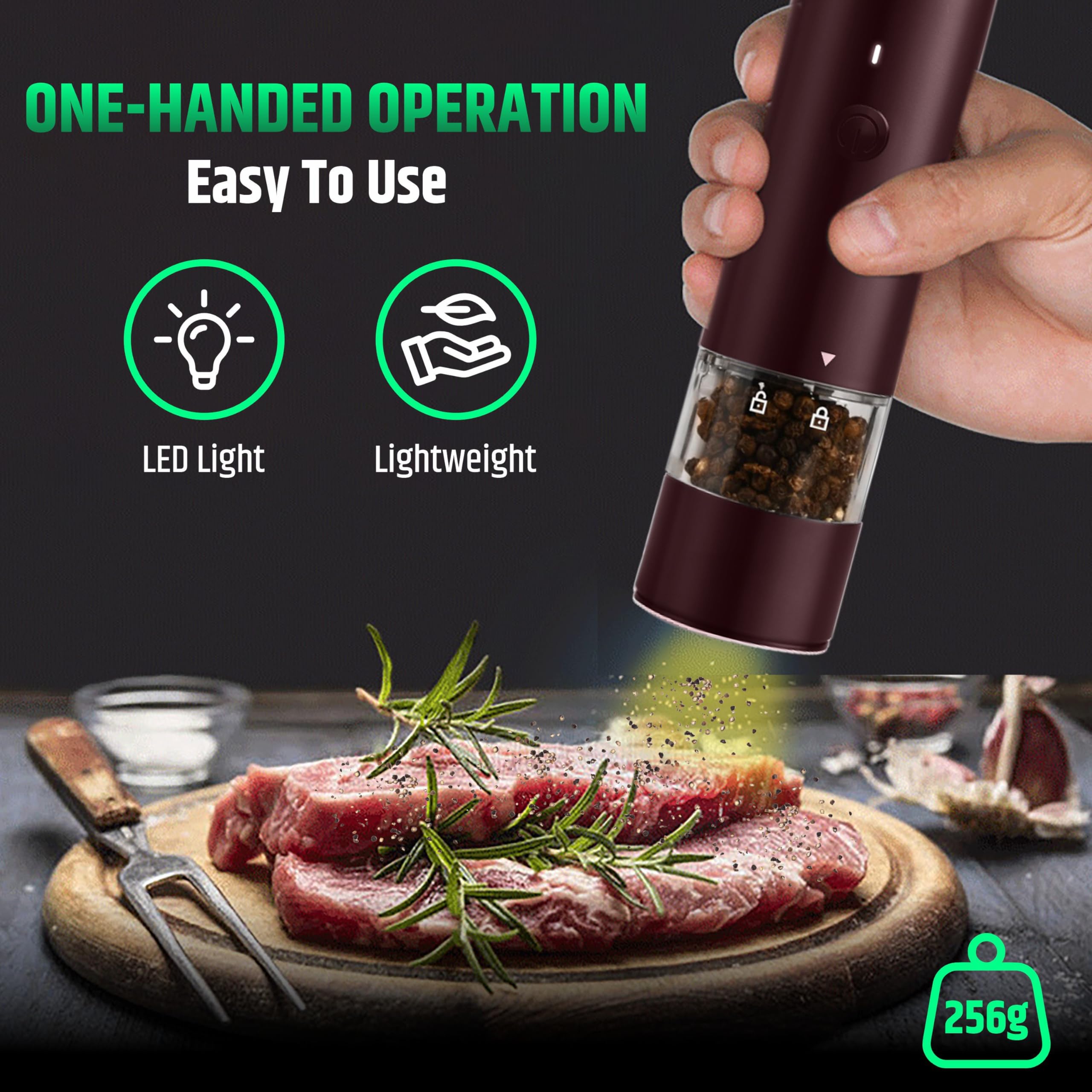 Zassenhaus Berlin Dark Stained Wood Salt Mill Gift Set, Refillable Grinder, 4.7 Inches - With Wooden Spice Scoop