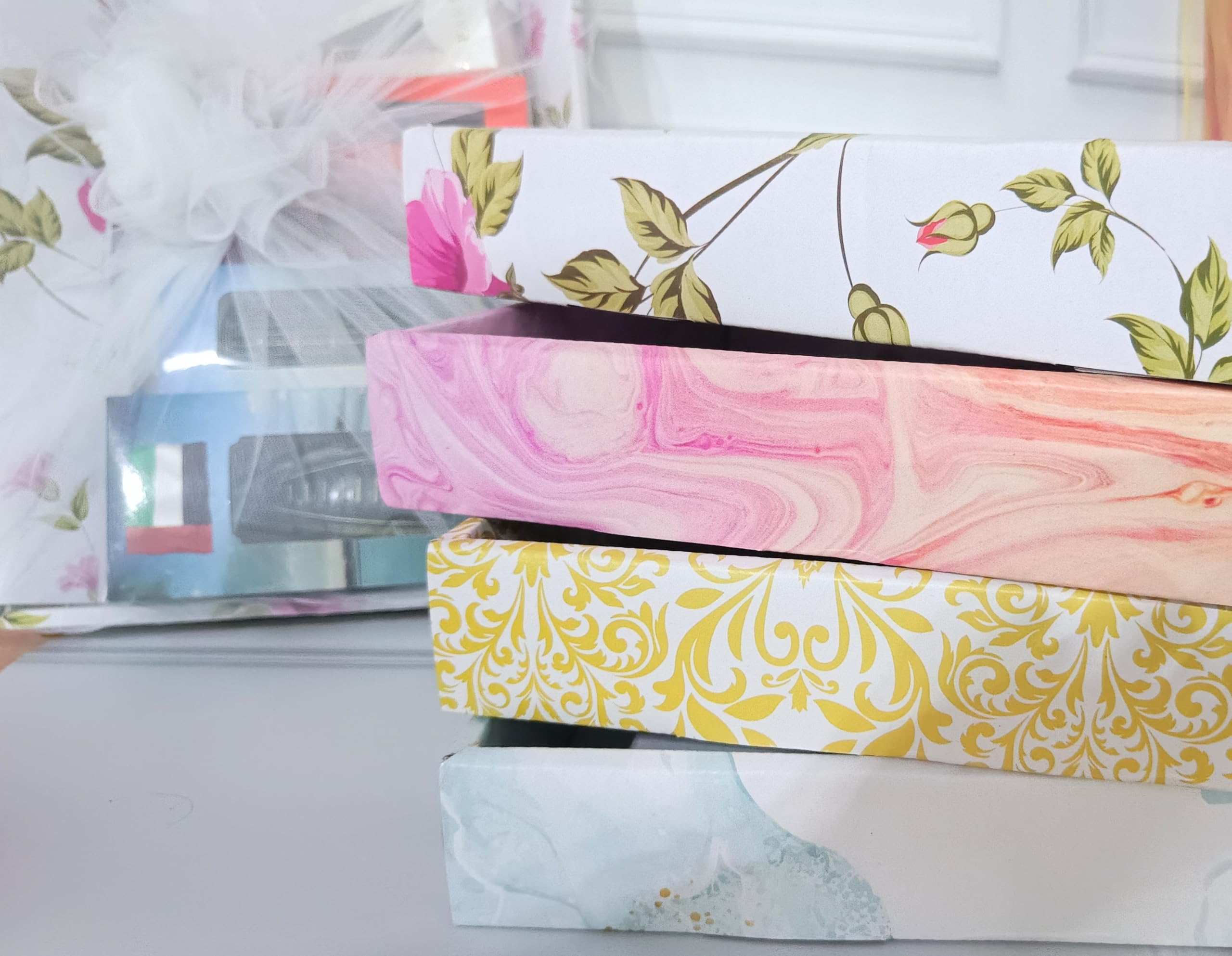 VRB Dec Tm 4 Pcs Gift Box/Gift Boxes For Packaging/Corrugated Boxes/Birthday Gift Packing Box/Hamper Box For Gift Hamper Gifting Boxes And Wedding Decoration Purpose (Design - 5,Multicolor)