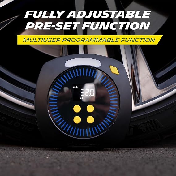 MICHELIN Digital Micro Programmable 12V Car Tyre Inflator Air Compressor - Portable Air Pump and Digital Tyre Pressure Gauge for Glovebox - Car Accessories