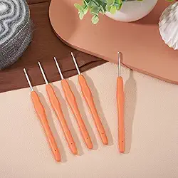Agulhas de crochê 10 peças de agulhas de tricô extra longas para iniciantes e fios de crochê com alças ergonômicas antiderrapantes, laranja vermelho