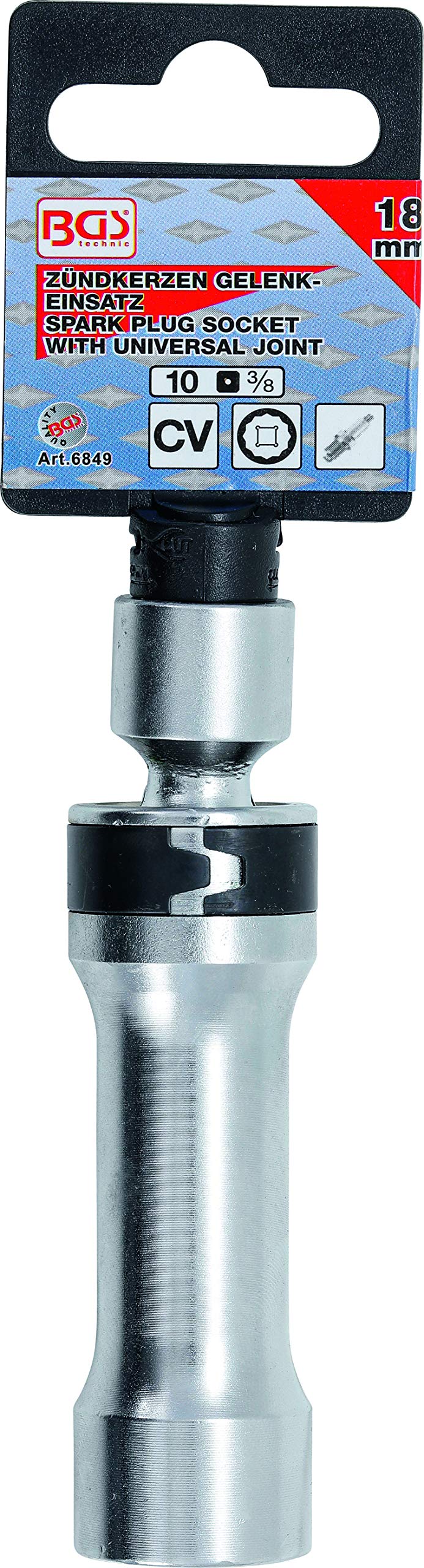 BGS 6849 | Douille articulée à bougie douze pans avec ressort de retenue | 18 mm