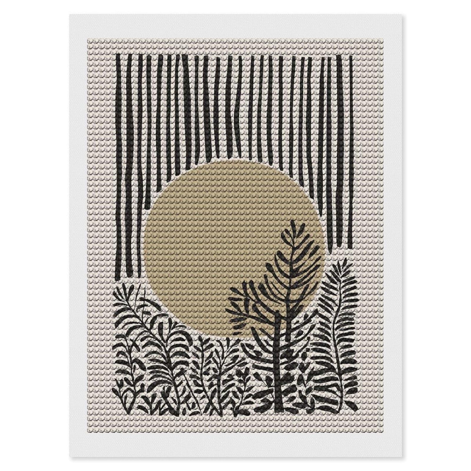Junmoney Abstract Sun & Plants Diamond Painting Canvas Set 12"x16", Mindful Craft Activity, Nice Detail and Sparkle, Farmhouse Decor, Birthday Gift
