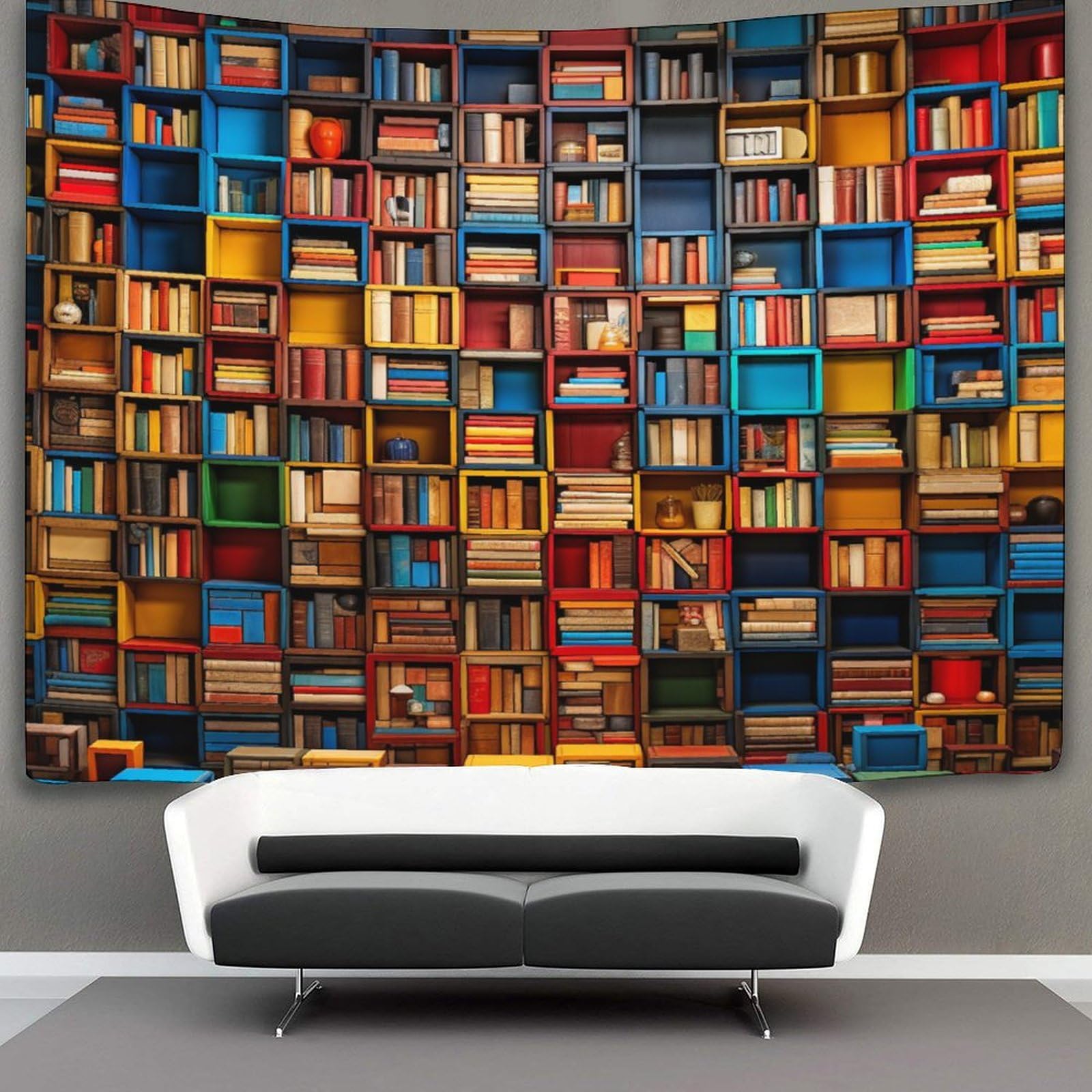 GXYUAOIEF 3D Bookshelves Print Wall Blanket Home Decoration Bedding Poster Wall Art Tapestry Wall Hanging Tapestries Soft Polyester for Bedroom,Decorations Beach Blanket College Dorm 70cmx100cm