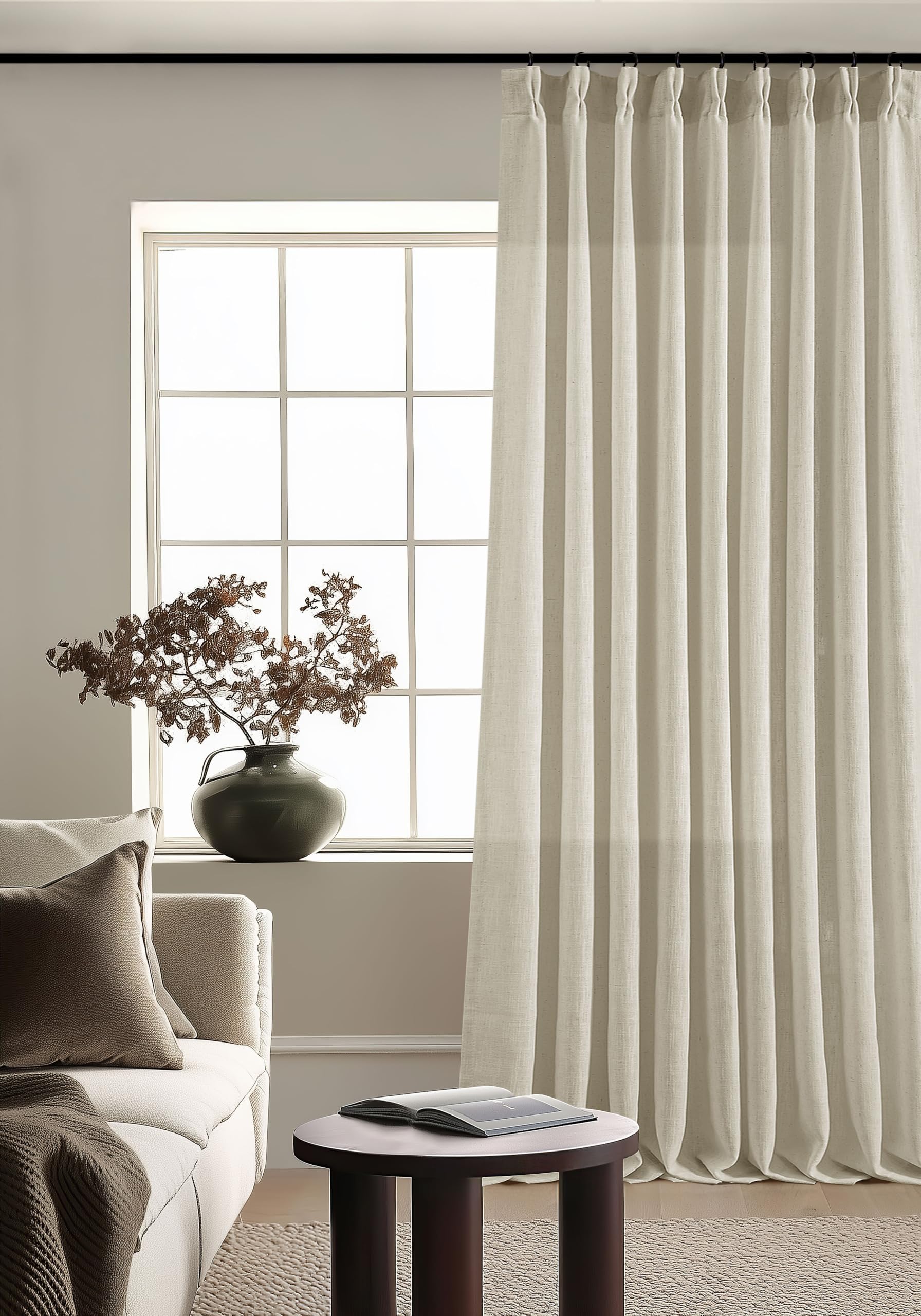 TWODRAPES 60 Inch Width 120 Inches Long Linen Pinch Pleat Curtains 1 Panel