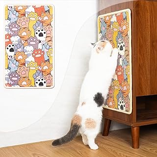 SOLDAY Kratzmatte Katze für Boden, Wand, Teppich, Couchmöbel, 56x33 cm Anti-Kratzer Möbel Schutz, Kratzbrett mit Klettverschluss (Katzenpfoten)