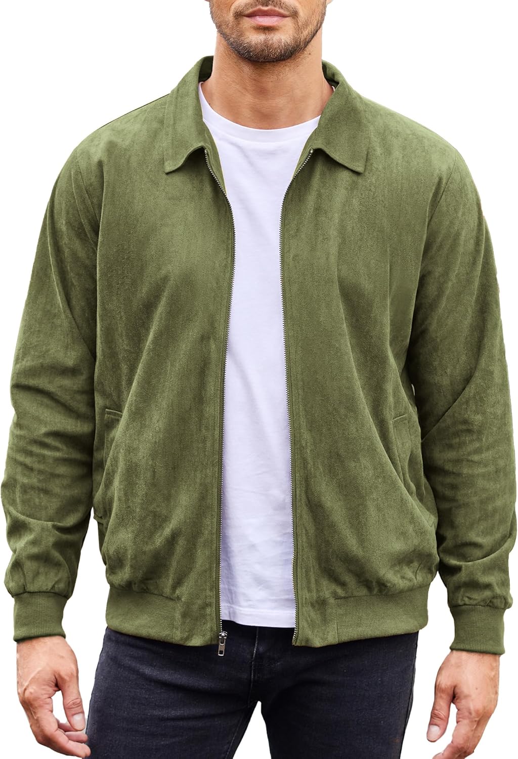 COOFANDY Men’s Casual Suede Bomber Jacket Lightweight Full Zip Up Jackets Vintage Faux Leather Jacket COOFANDY Men’s Casual Suede Bomber Jacket Lightweight Full Zip Up Jackets Vintage Faux Leather Jacket