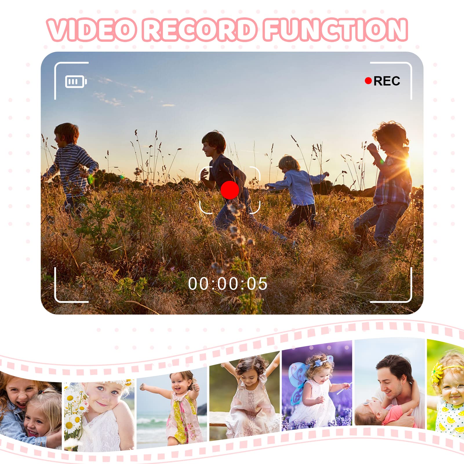 ASTGMI Macchina Fotografica Bambini, 12MP Mini Ricaricabile Fotocamera Digitale Bambina Videocamera Regalo per Ragazze Ragazzi 3-10 Anni, con Scheda 32 GB, Regali Giocattolo di Natale & Compleanno