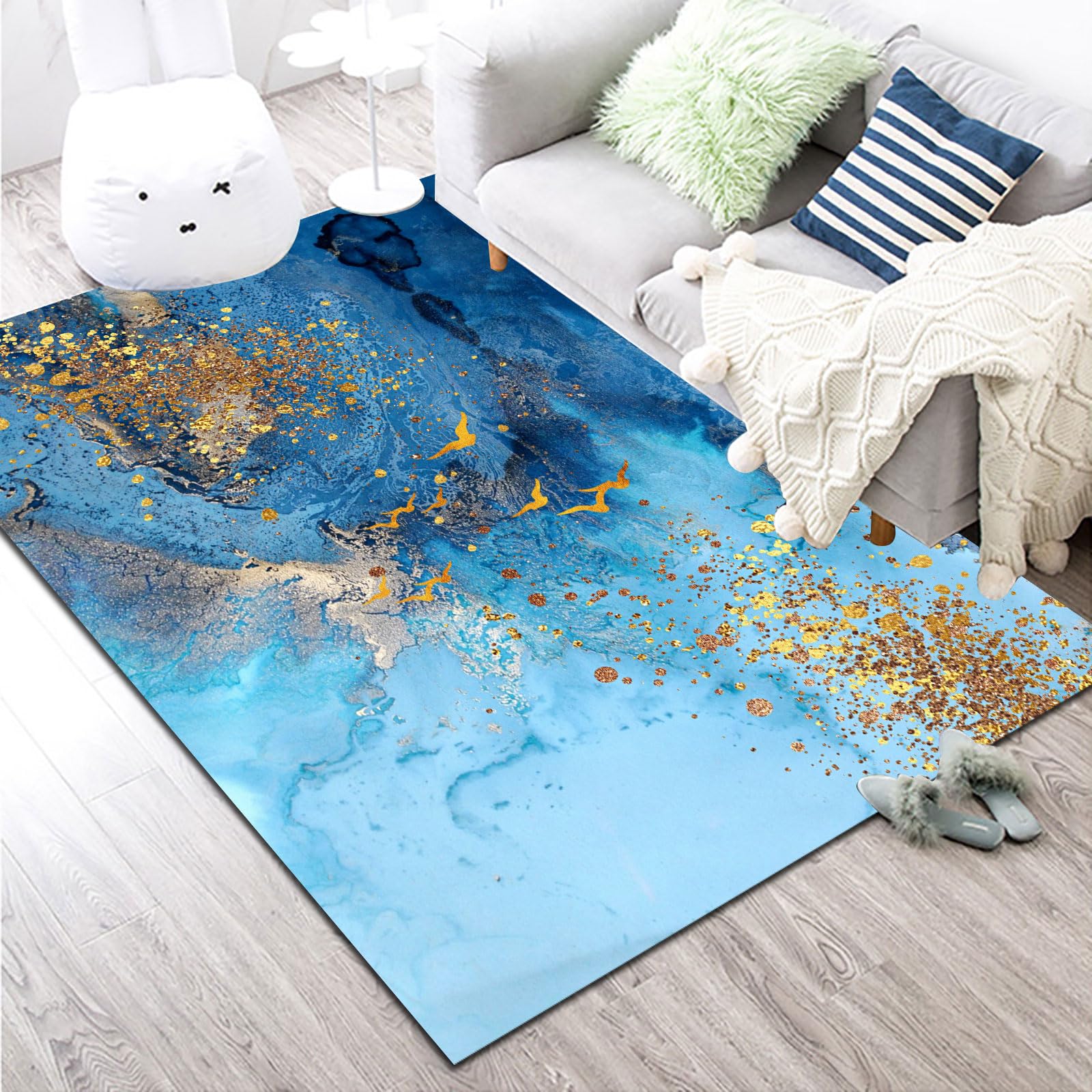 Tapis salon 130 x 200 cm lavable pour éliminer les taches de la cuisine