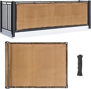RAINFLOW Fence Privacy Screen Outdoor - Balcony Privacy Screen Garden Mesh Fence Panels Shade Cloth Decorative Plastic Covering Porch Screens Cover for Apartment Patio Backyard Wall 3' x 10' Brown