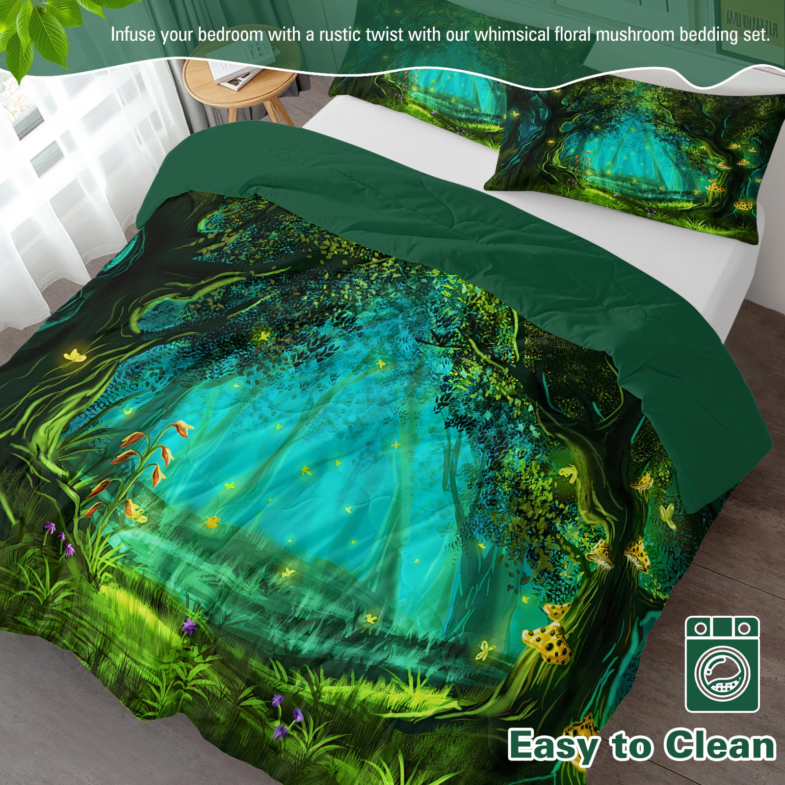 Forest Comforter Set - Queen Size Green Bedding -7