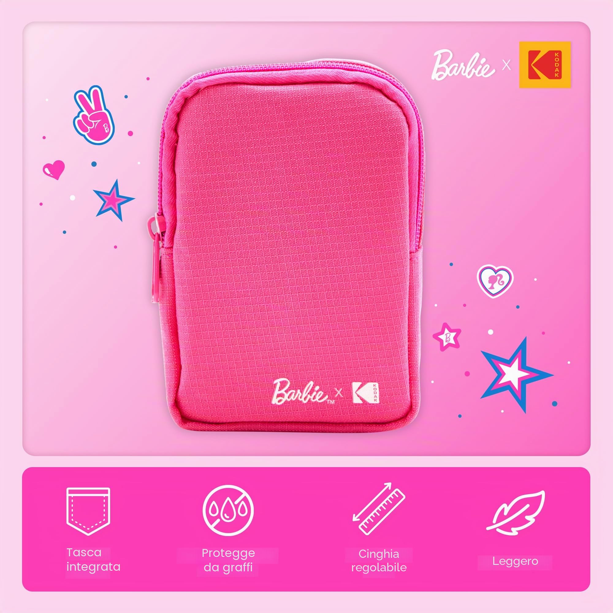 KODAK Barbie Step Slim Stampante Portatile e Wireless per Foto Istantanee (Stile Iconico), Custodia Delue per Fotocamera Barbie, Album Fotografico Barbie, Carta Zink (20 Fogli)