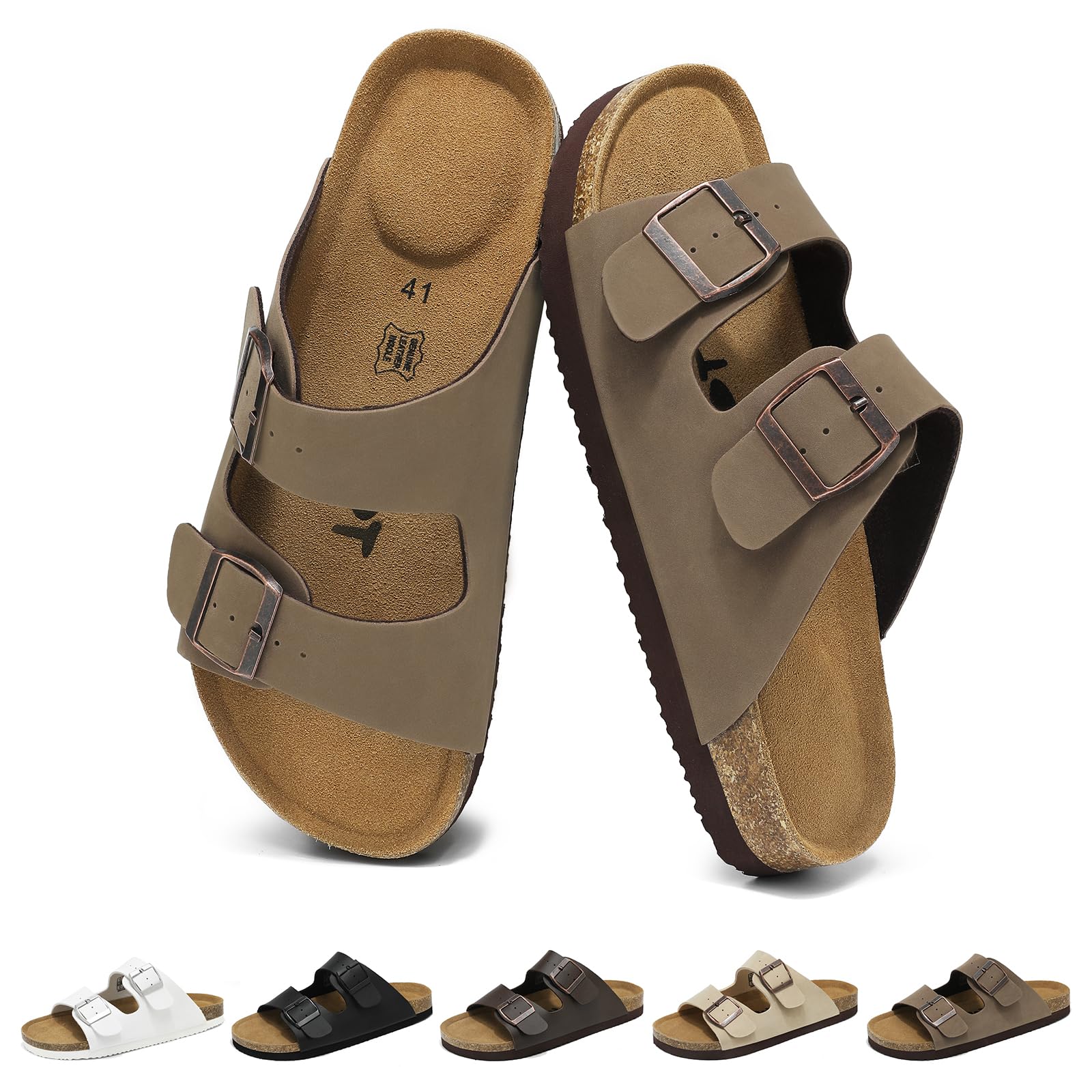 Wizshoe Sabot Sandali Uomo Ciabatte e Pantofole Comode con Plantare in Sughero Cinturini Regolabili Antiscivolo per Casa Giardino Interno Esterno 41–46 EU