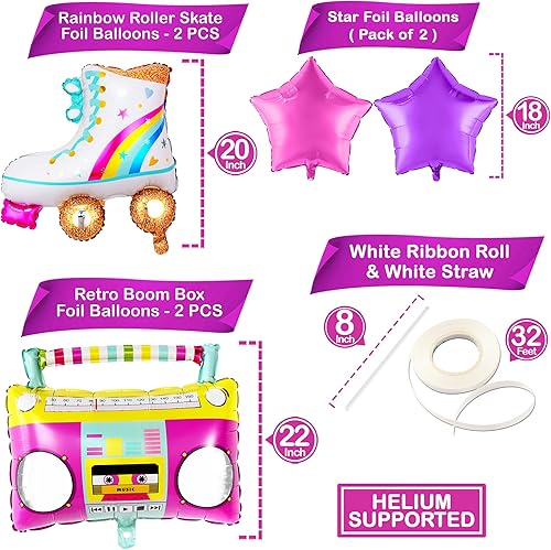 Miniatura 4 de KatchOn Juego de globos de patinaje de 22 pulgadas paquete de 8 globos de caja de boom  Suministros de fiesta de patinaje para decoraciones de feliz