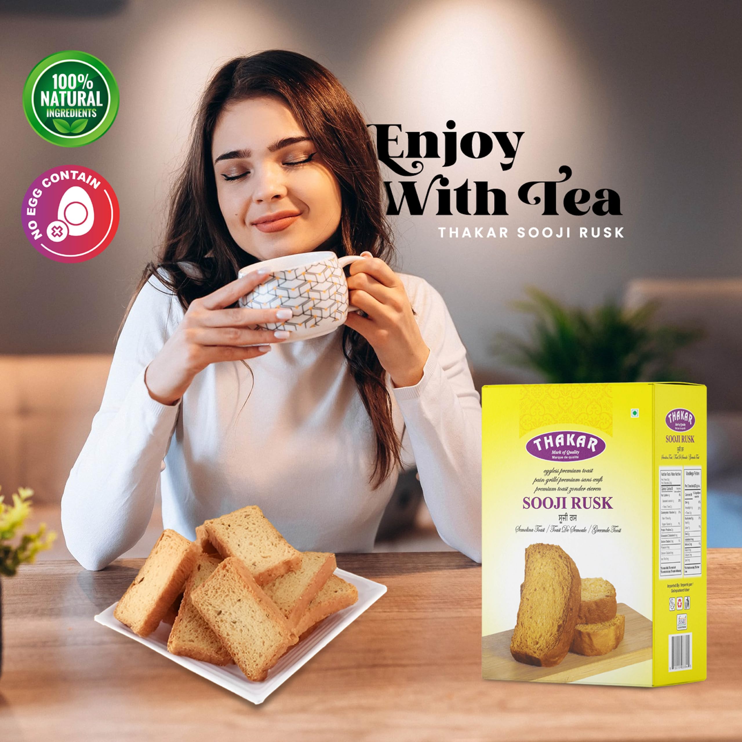 THAKAR Sooji Rusk 700g – Crispy Suji Rusk Toast Biscuits | Made