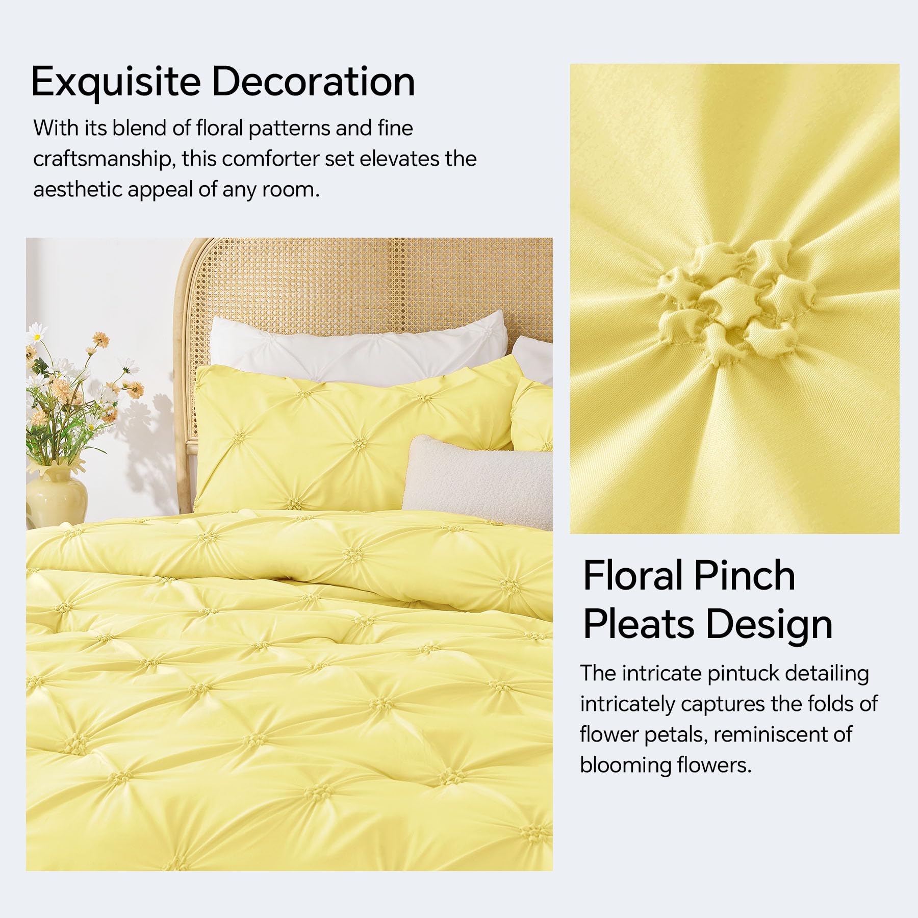 Amazon.com: BEDELITE Light Yellow Twin Comforter Set - 2 Peices