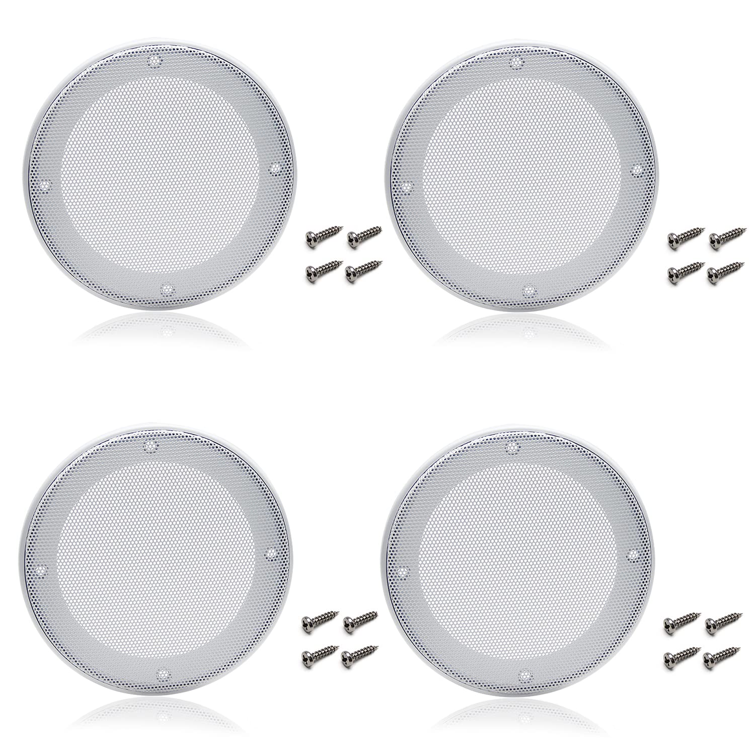 Fielect 4 Pcs 5inch /124mm White Metal Trim Speaker Grill Mesh Decorative Circle Woofer Guard Protector Cover Audio Accessories-image-6