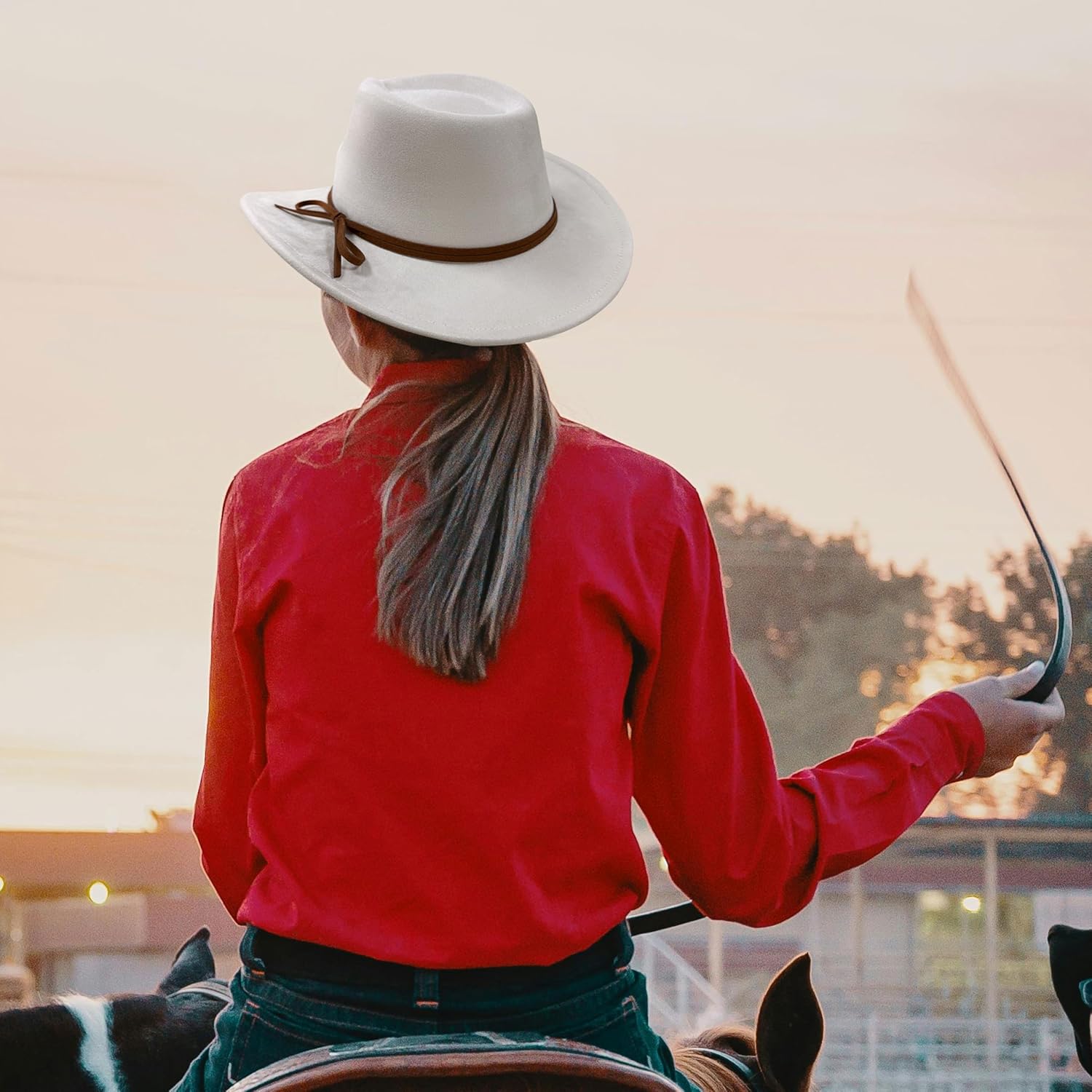 Suede Cowboy Hat for Women and Men Classic Western Cowboy Hats with Wide Brim - Image 5