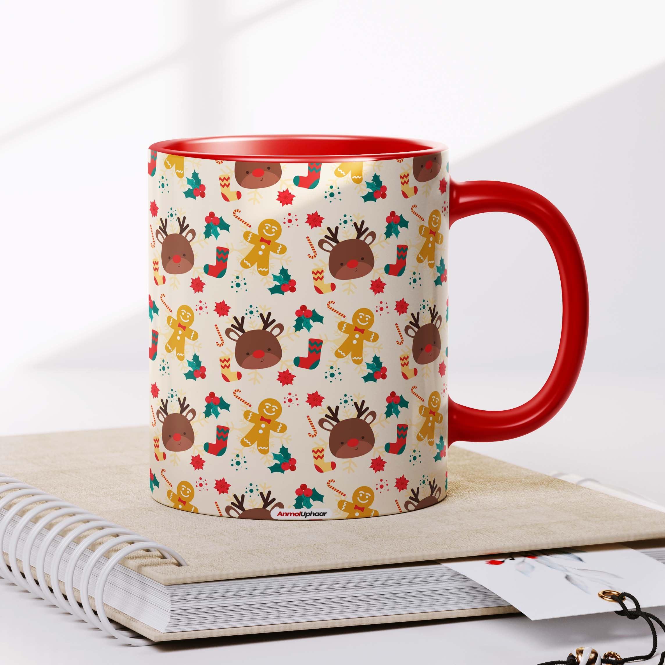 Anmol Uphaar - Christmas Coffee Mug (Christmas Theme Printed Ceramic, 325ml Capacity, Microwave Safe Coffee Mug for Gift for Kids) (Model - 5)