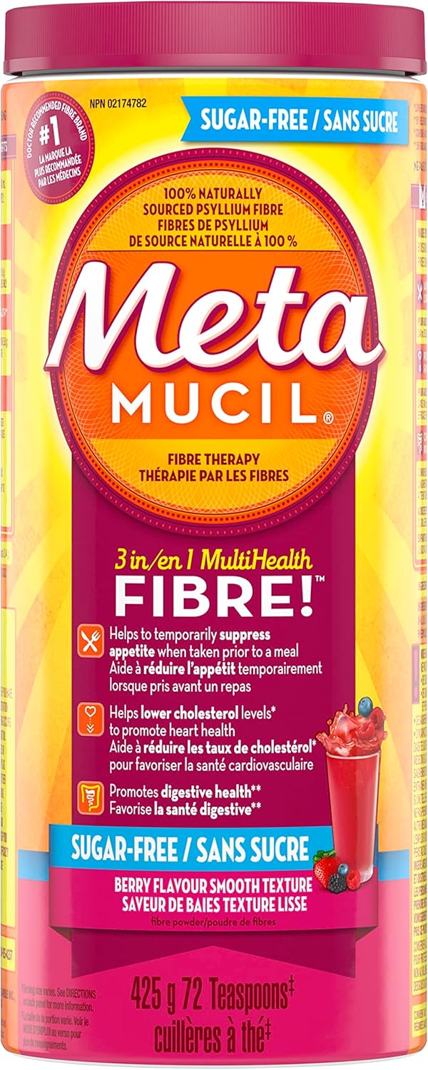 Metamucil, Daily Psyllium Husk Powder Supplement, Sugar-Free, 4-in-1 Fibre for Digestive Health, Berry Smooth Flavored Drink, 72 Servings - Image 10