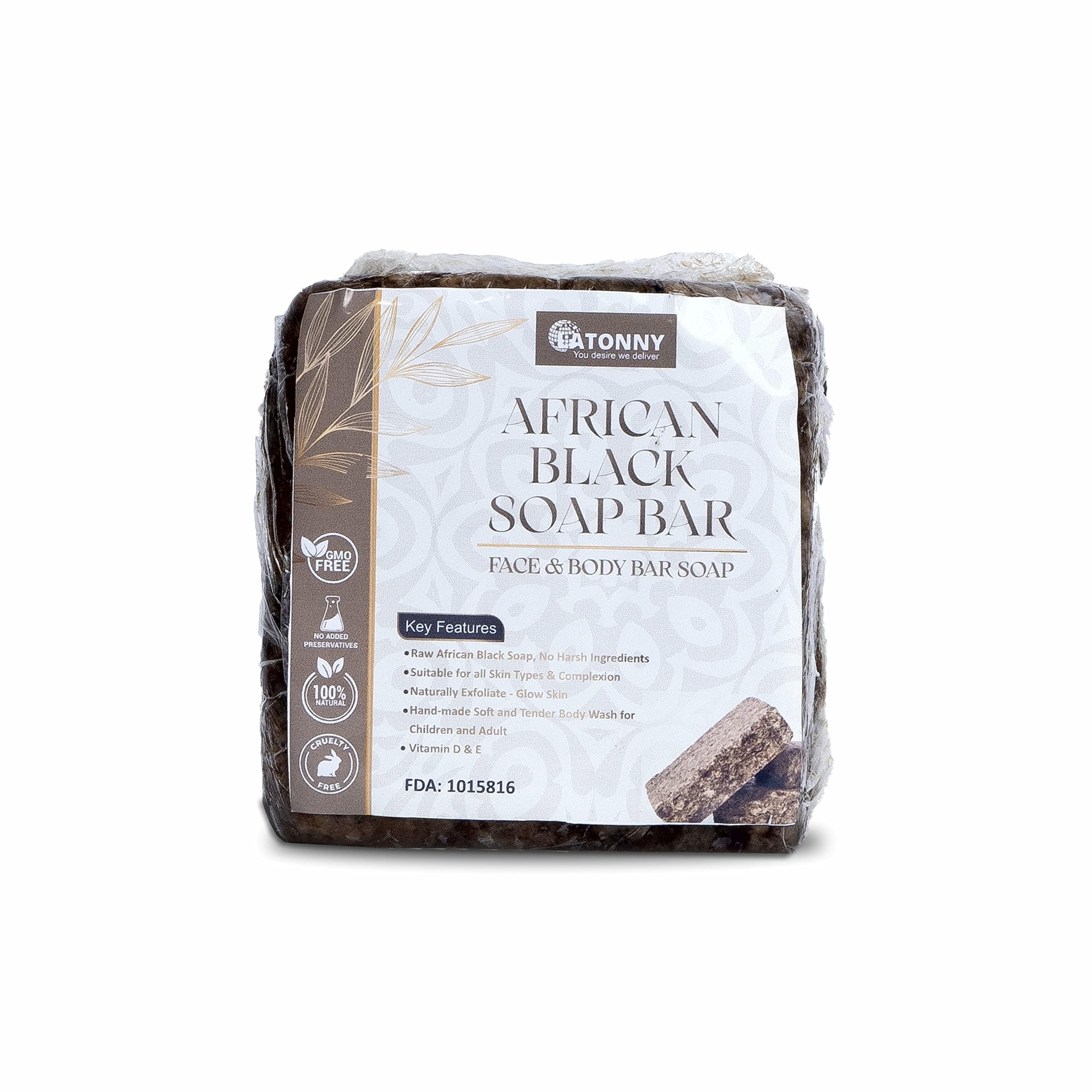 Latonny Pure African Black Soap Bar 16oz | Glow Face and Body Cleanser | Acne, pores remover - Even Tone - Skin Exfoliator | Deep Wash Soap for Hair | 100% Natural, Non-GMO