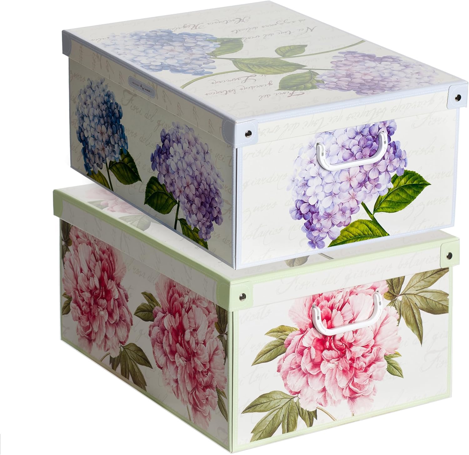 Scatole Armadio In Cartone - Set 2 Pezzi 50x39x24 Cm, Con Coperchio, Design Pois - Foto 2