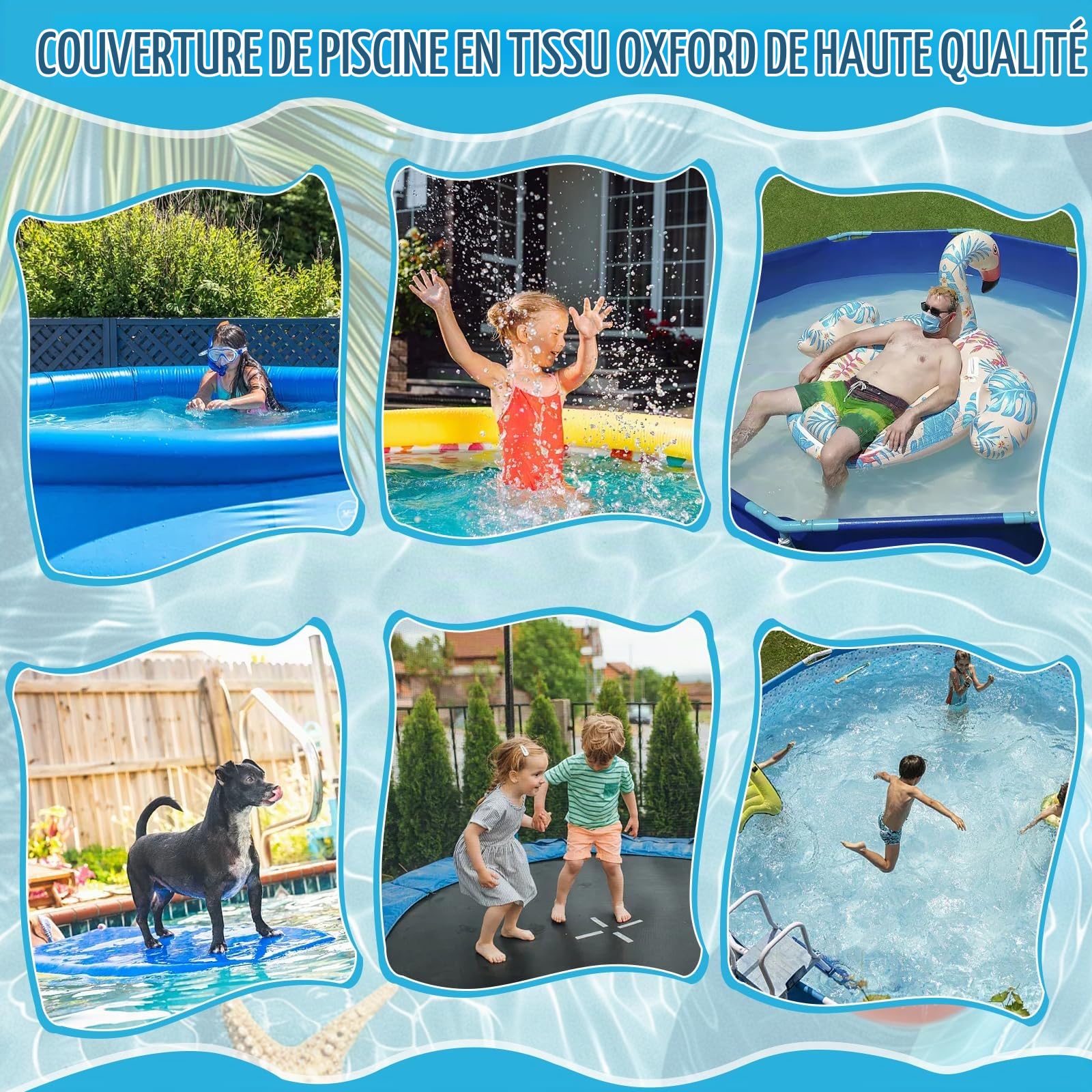 Housse de Protection Piscine Ronde Extérieure 210d Oxford 366x20cm - Bâche Imperméable Anti-Poussière Anti-UV Résistance aux Intempéries, Bâche Protection Piscine
