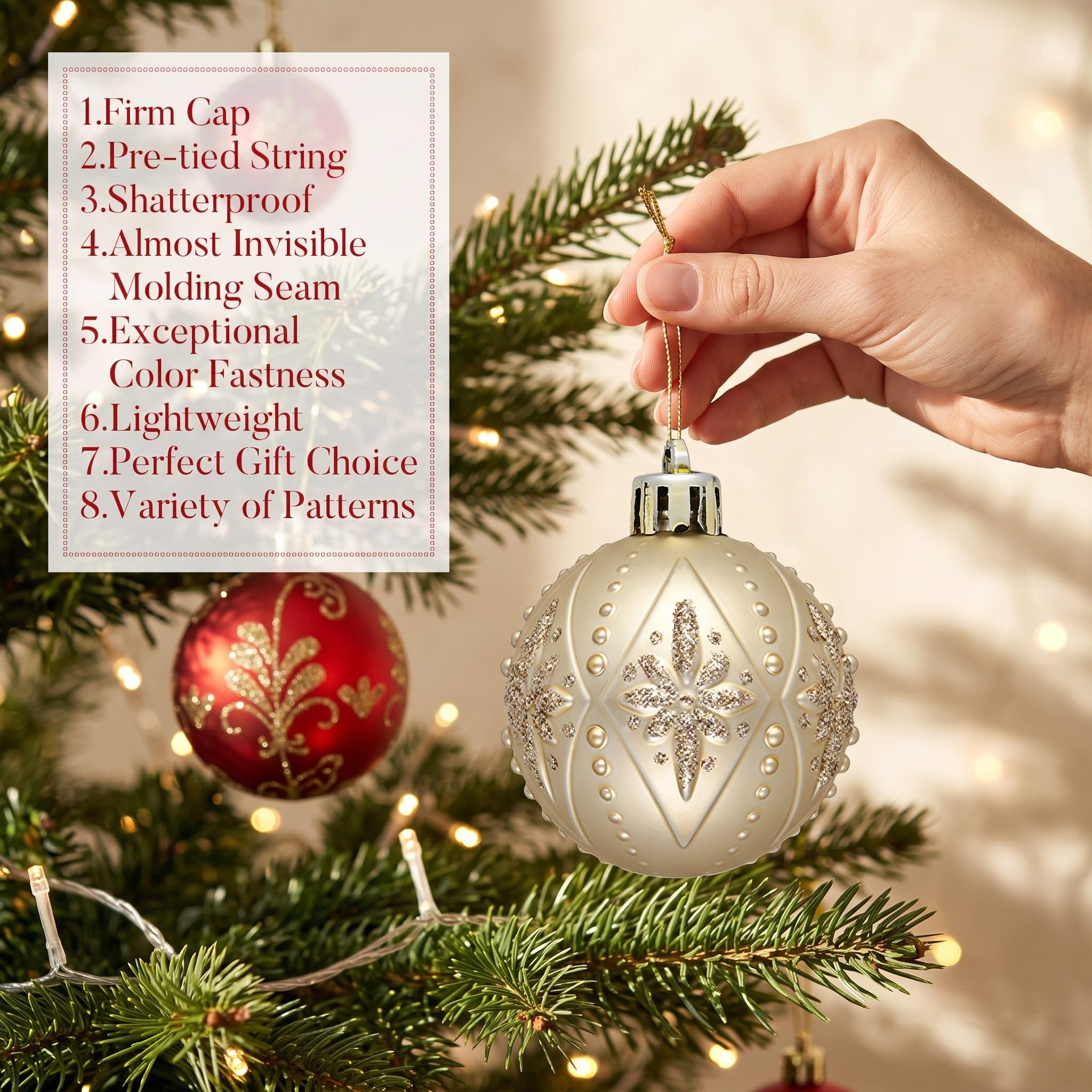 Valery Madelyn Lot de 100 boules décoratives pour sapin de Noël Taille M | Décorations de sapin de Noël incassables à suspendre - Rouge, vert et doré