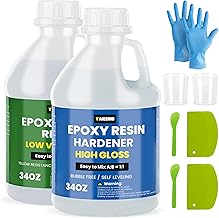 68oz Crystal Clear Resin Kit,No Bubble & Not Yellowing Epoxy for Coating, Casting, Table Top,DIY, Bar Top, River Tables, Resin Art, Wood with High Gloss Finish