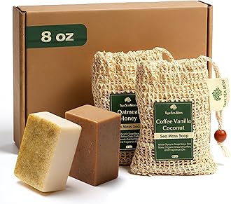 Wellness Gift Sea Moss Soap Bar – All-Natural Detox Soap with Coffee, Vanilla, Coconut & Oatmeal Honey – Gentle Handmade Foam for Sensitive Skin, Face & Body – Valentine's Gift for Men & Women
