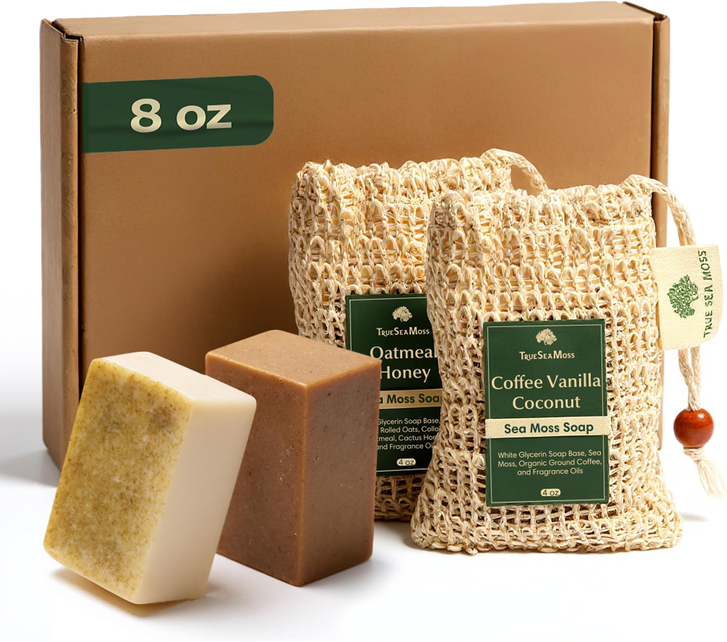 Wellness Gift Sea Moss Soap Bar – All-Natural Detox Soap with Coffee, Vanilla, Coconut & Oatmeal Honey – Gentle Handmade Foam for Sensitive Skin, Face & Body – Valentine's Gift for Men & Women