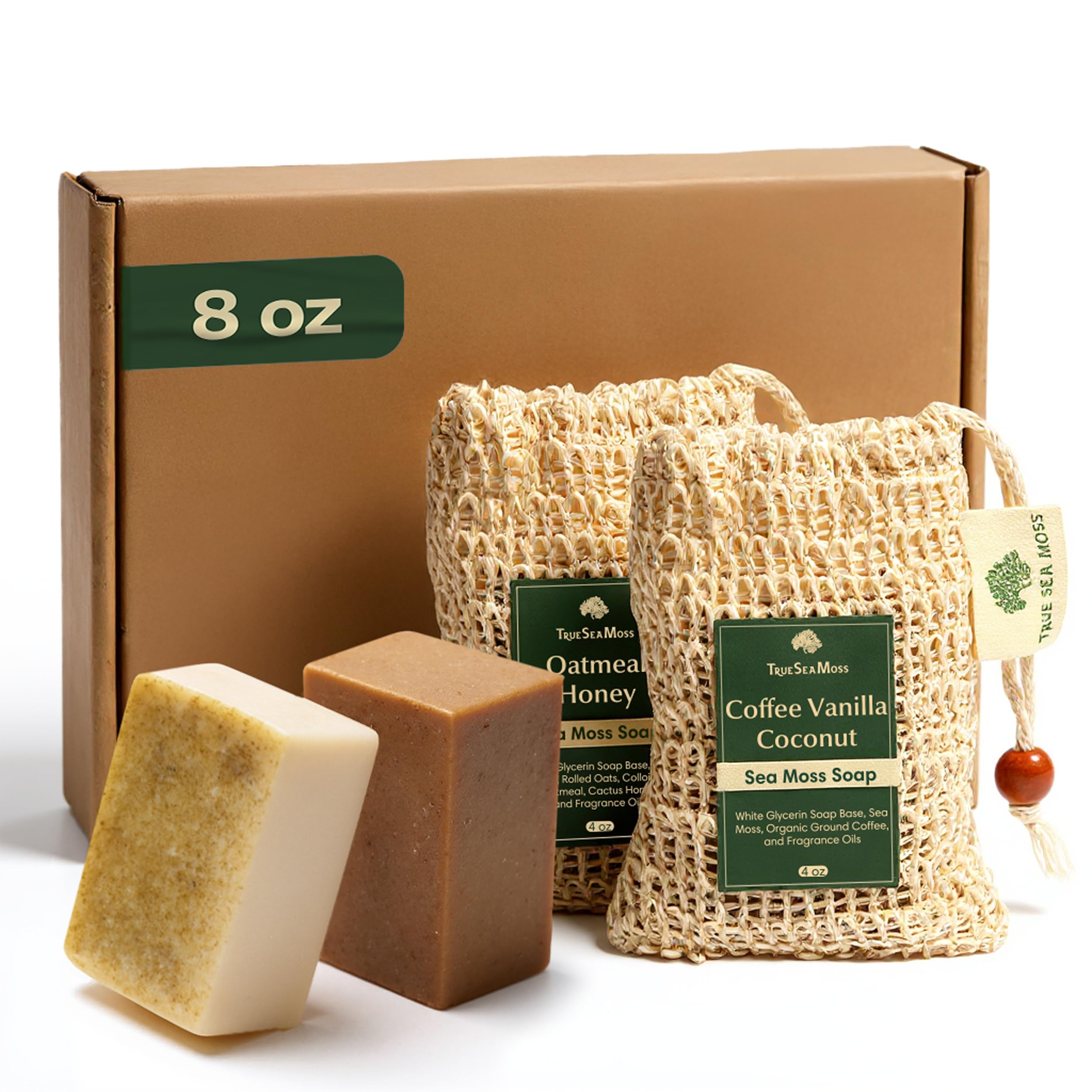 Wellness Gift Sea Moss Soap Bar – All-Natural Detox Soap with Coffee, Vanilla, Coconut & Oatmeal Honey – Gentle Handmade Foam for Sensitive Skin, Face & Body – Valentine's Gift for Men & Women