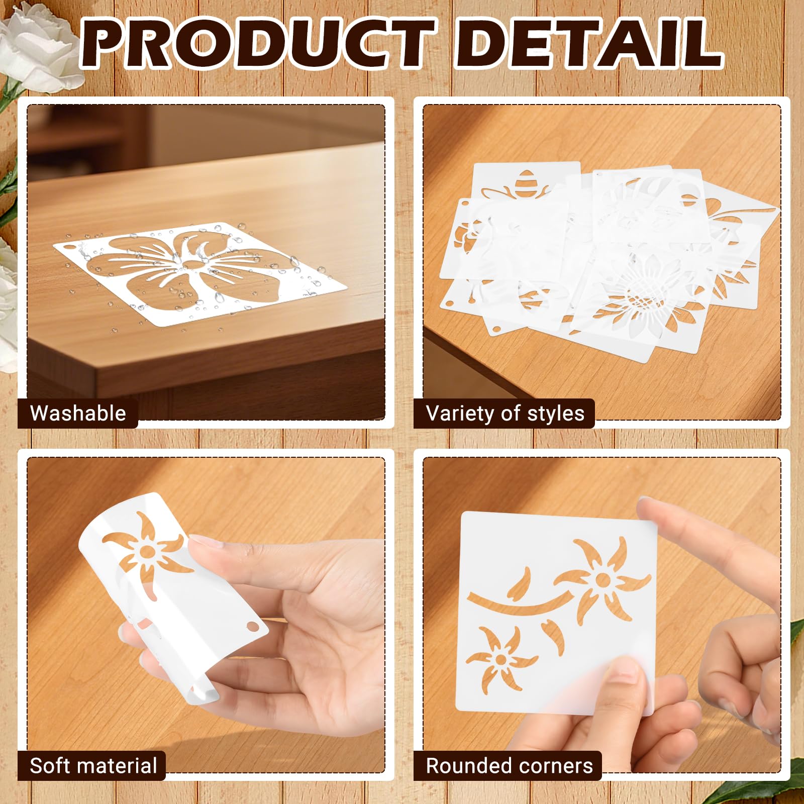 80 plantillas de 3 pulgadas para pintar sobre madera, mariposas y flores para manualidades, plantillas de dibujo reutilizables para proyectos de aula de niños, arte de tela, letreros de madera