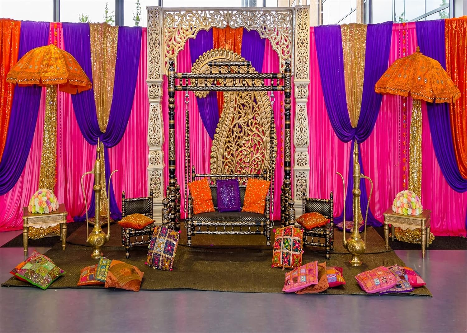 Amazon.com : BELECO 9x6ft Fabric Indian Wedding Moroccan Backdrop ...