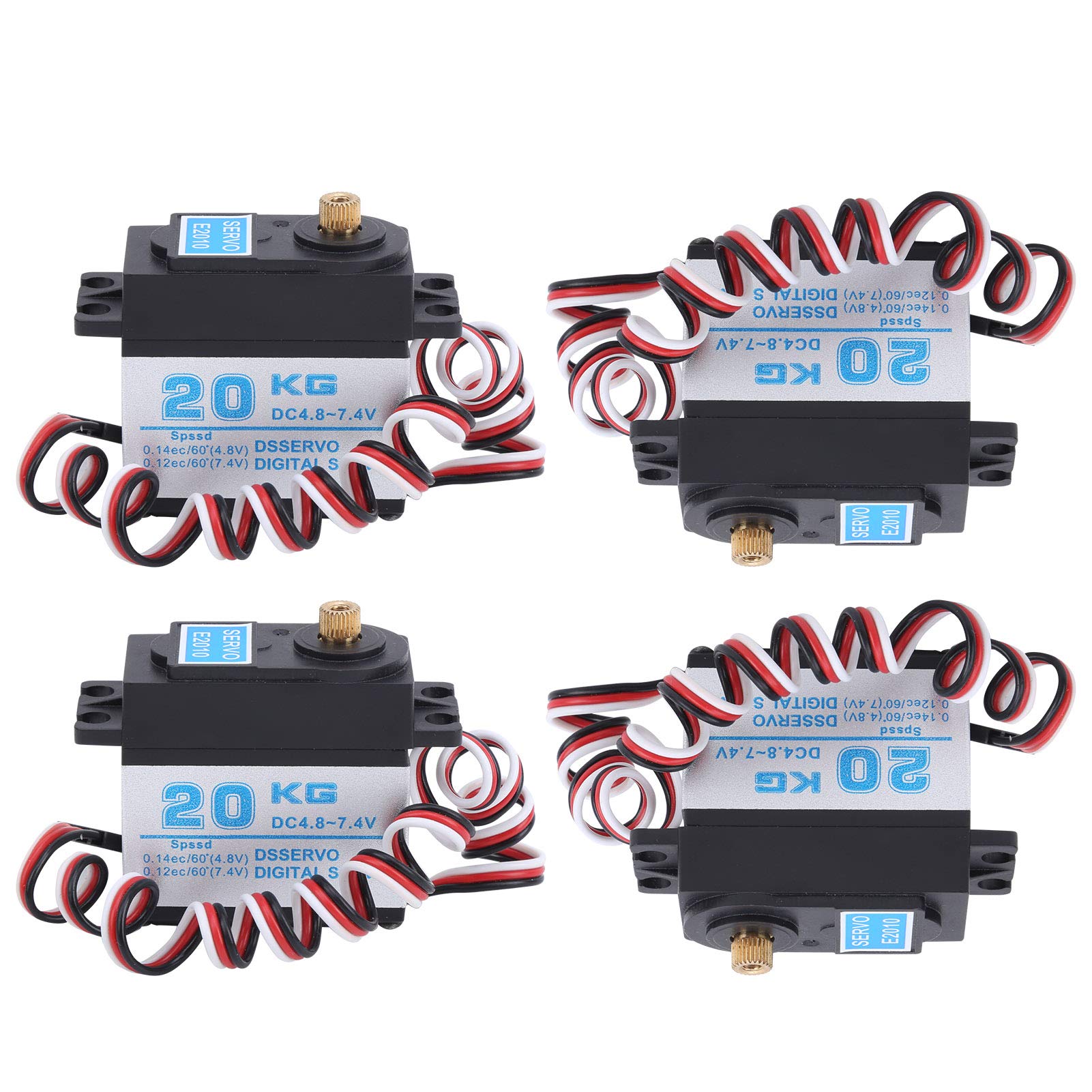 4Pcs/Set Servo Digital RC, 20KG Metal Gear Digital Servo, High Torque Waterproof Servo for 1/8 1/10 Scale Remote Control Car, Lightweight Design with Stable Performance for Crawler