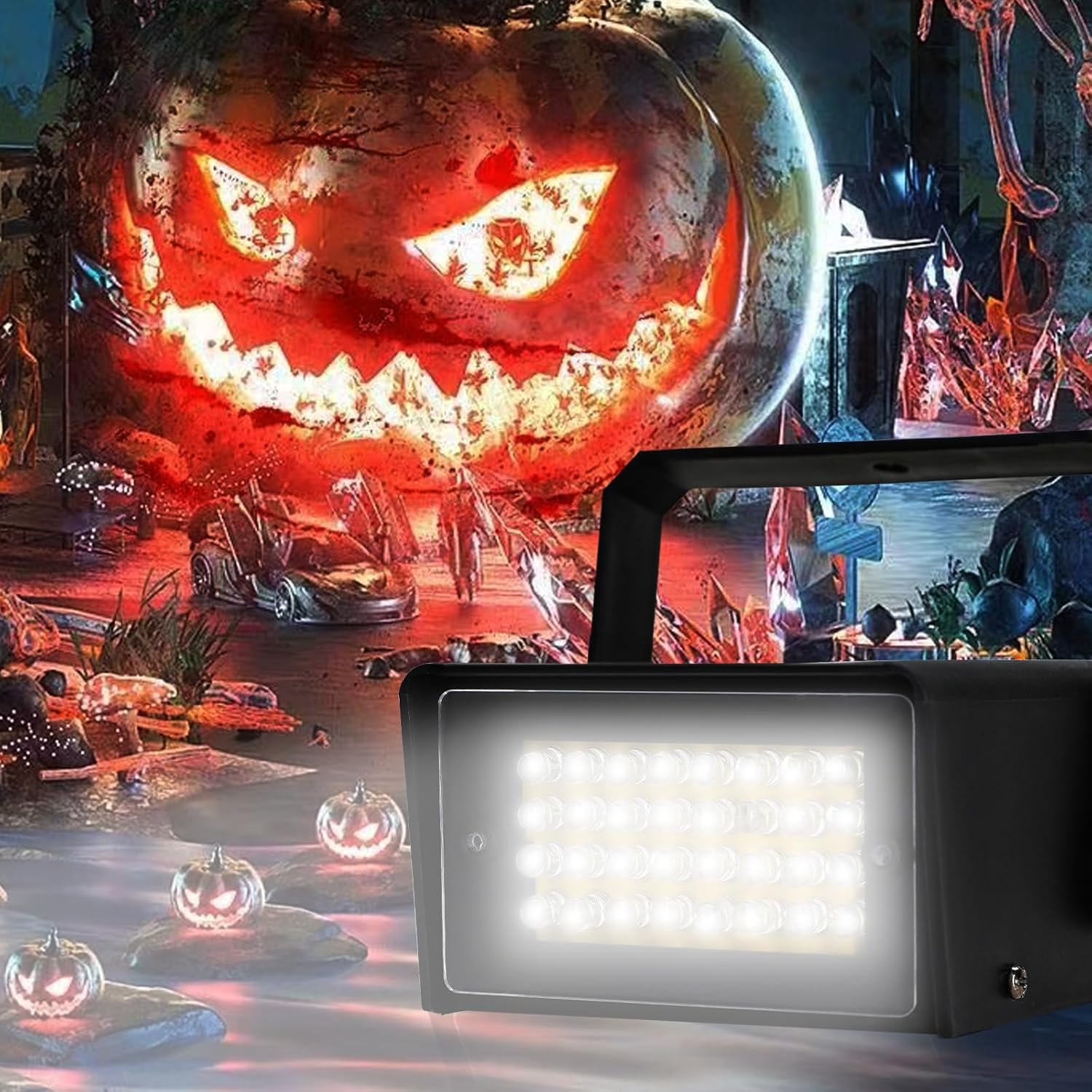 2Pack 32 LED Mini Strobe Light White Color with 32 Super Bright LED Bulbs for Halloween,Adjustable Flash Speed Control for Christmas,Clubs,Stage Light Effect, Disco,Bars,Party Lights