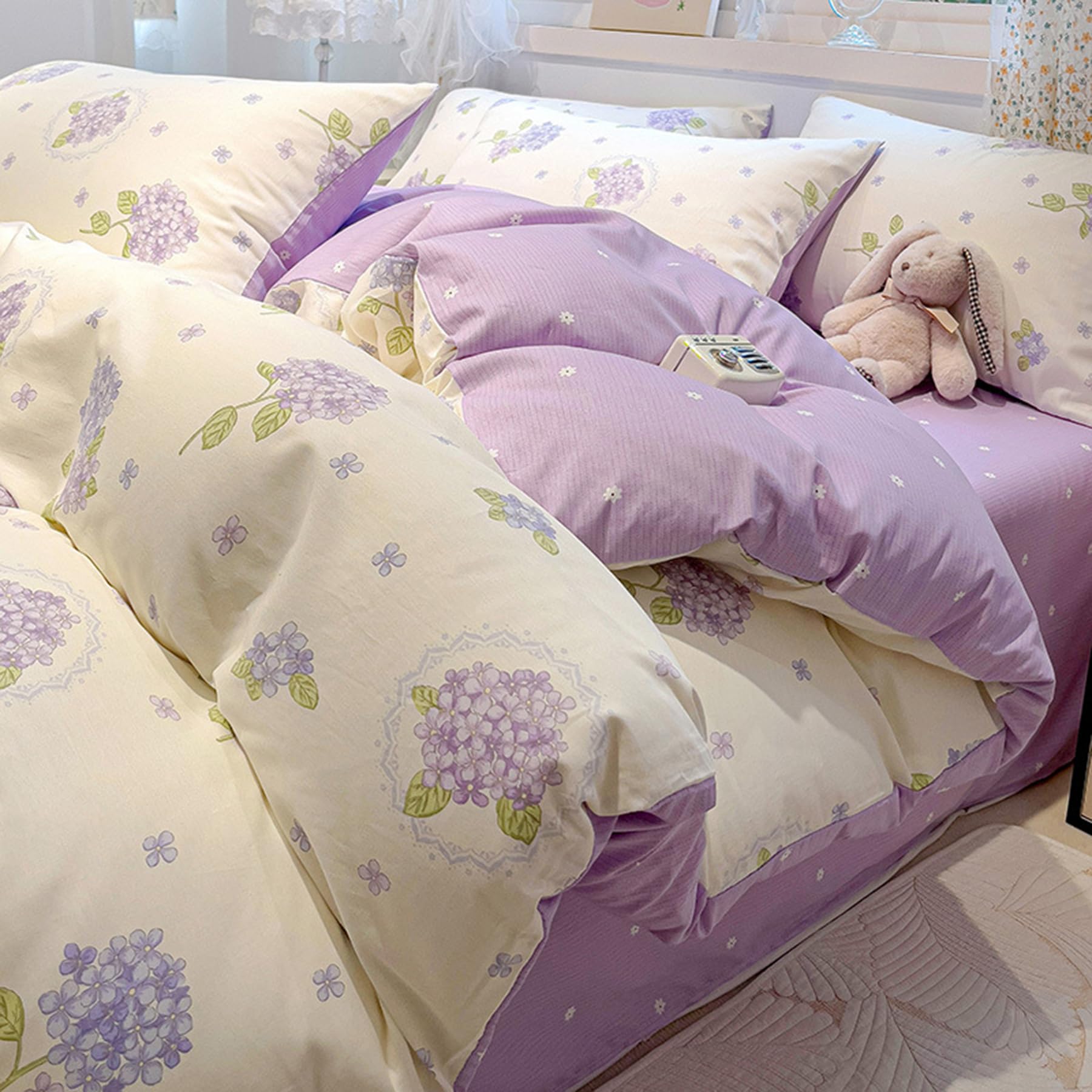 Parure de lit 100% coton anti-transpiration, housse de couette zippée facile à enfiler