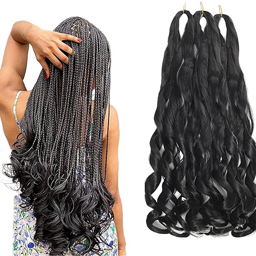 Extensiones de cabello trenzado rizado francés de 20 pulgadas 3 paquetes de extensiones de cabello trenzado Yaki preestirado negro preestirado de