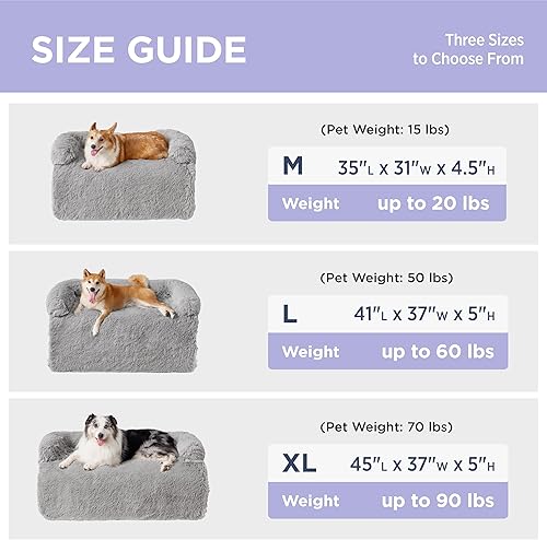 Miniatura 6 de Lesure - Sofá cama calmante para perros, sofá cama impermeable para perros, protector de muebles con relleno de espuma viscoelástica y mango