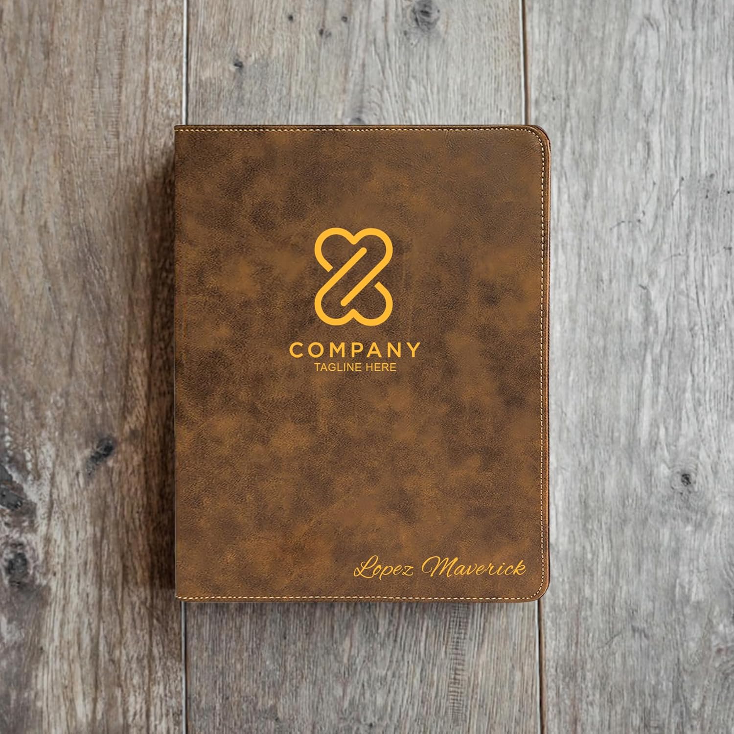 Personalized Portfolio, Custom Leather Portfolio, Portfolio With Zipper, Personalized Padfolio, Engrave Your Own Design, Logo, Picture, Company Logo, Business Logo